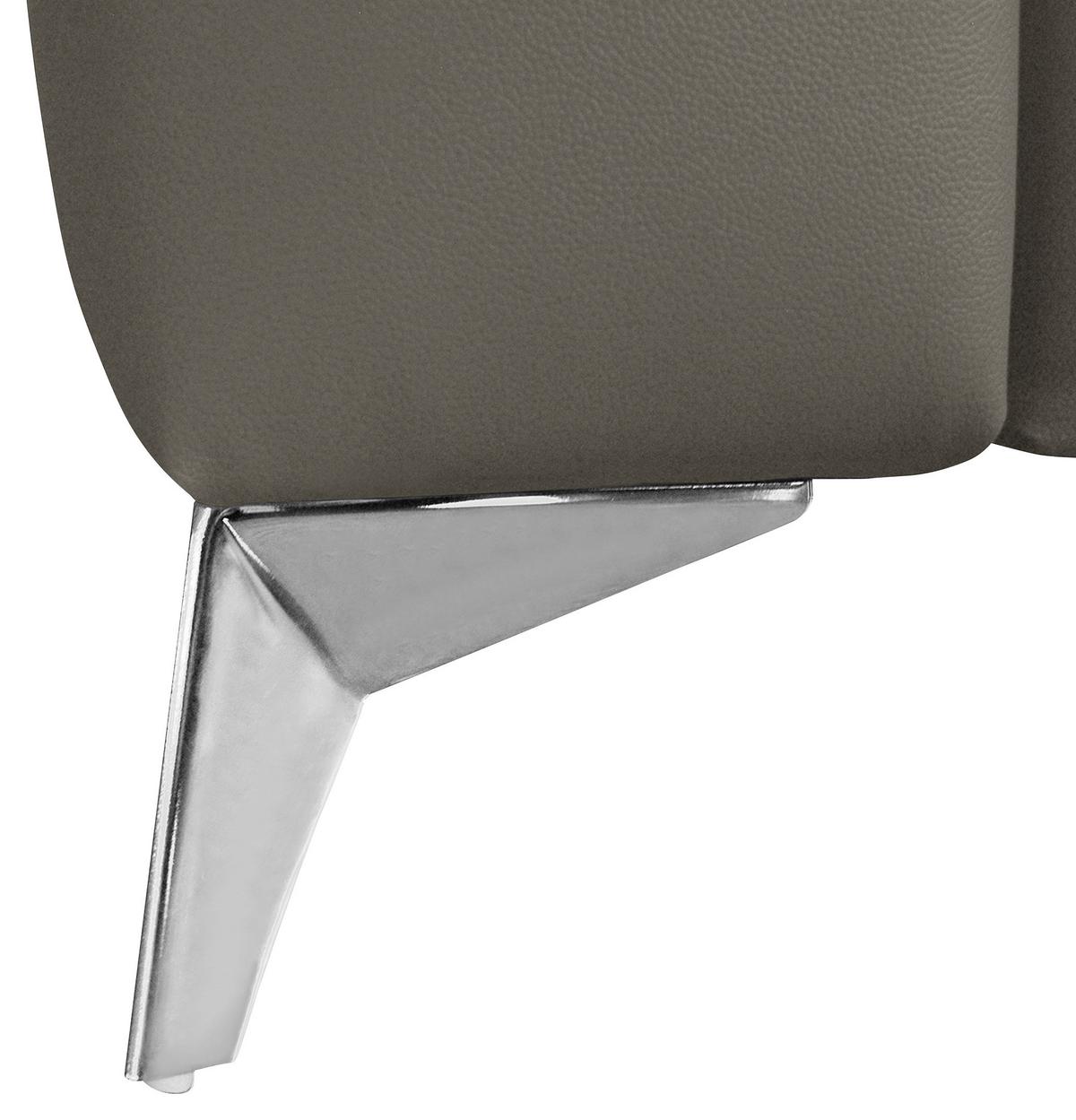 Ecksofa Mondo Schlammfarben S: 286x208 Cm - Chromfarben/Schlammfarben, Design, Leder/Textil (286/208cm) - Livetastic