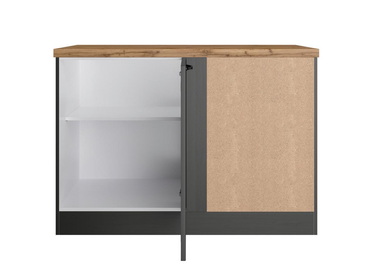 Eckunterschrank Meran B: 120 cm Grau/Eiche Dekor - Eiche Wotan/Grau, LIFESTYLE, Holzwerkstoff (120/86/60cm) - Held