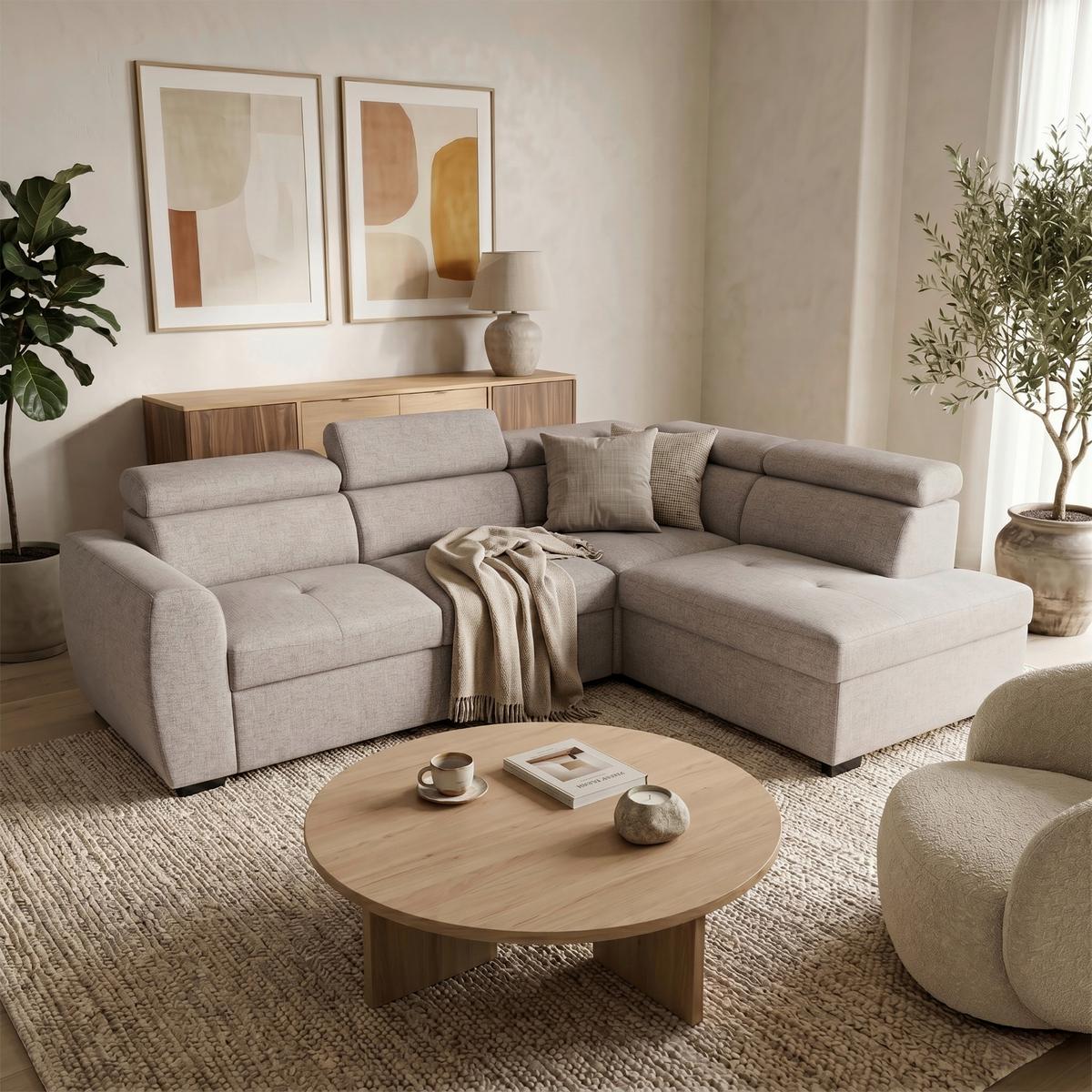 Rohová sedačka KELIO 2, obojstranná, sivohnedá - taupe, Modern (245/184cm) - Mömax