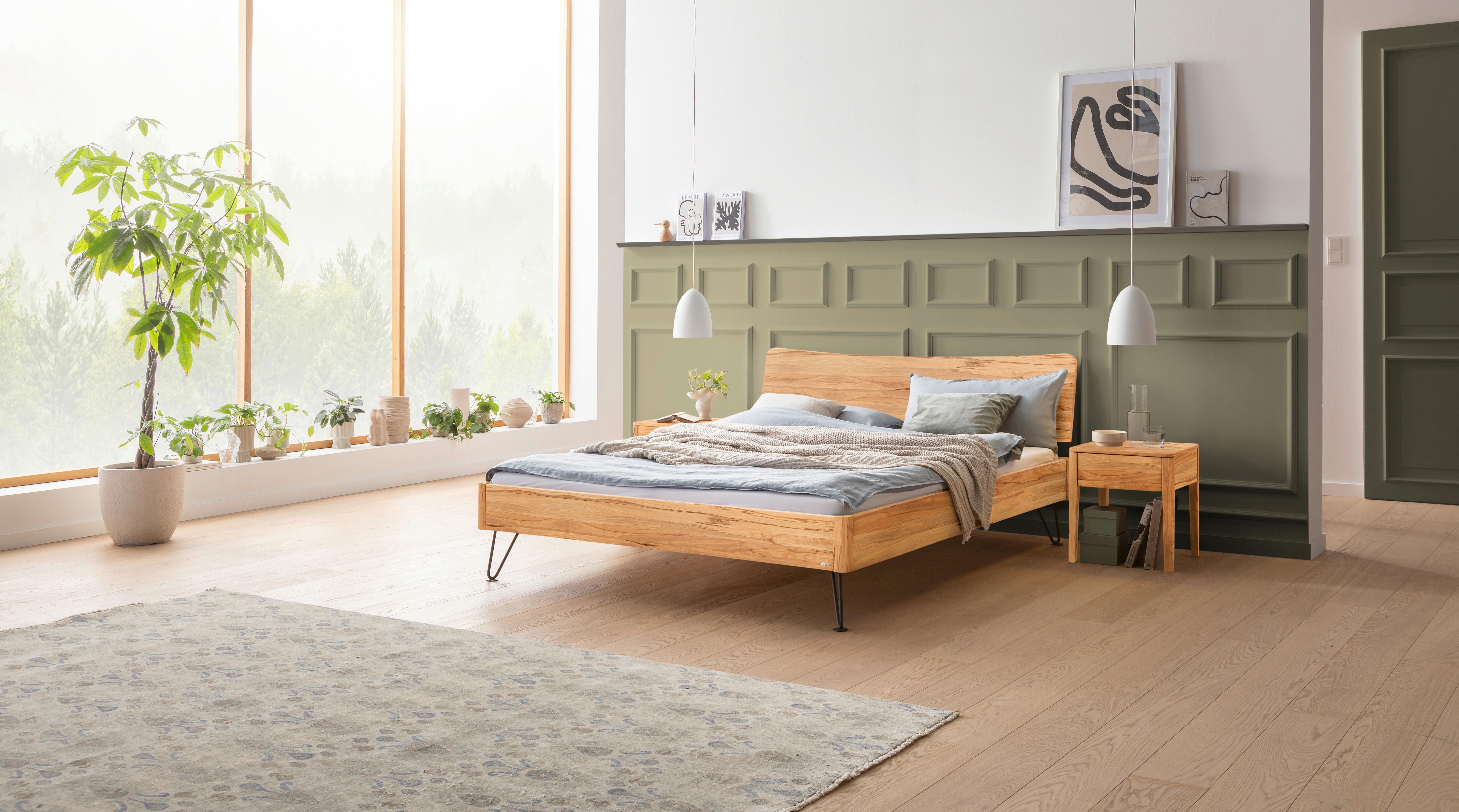 Bett Locarno Buchefarben 140x200 Cm - Anthrazit/Buchefarben, MODERN, Holz (140/200cm) - Hasena