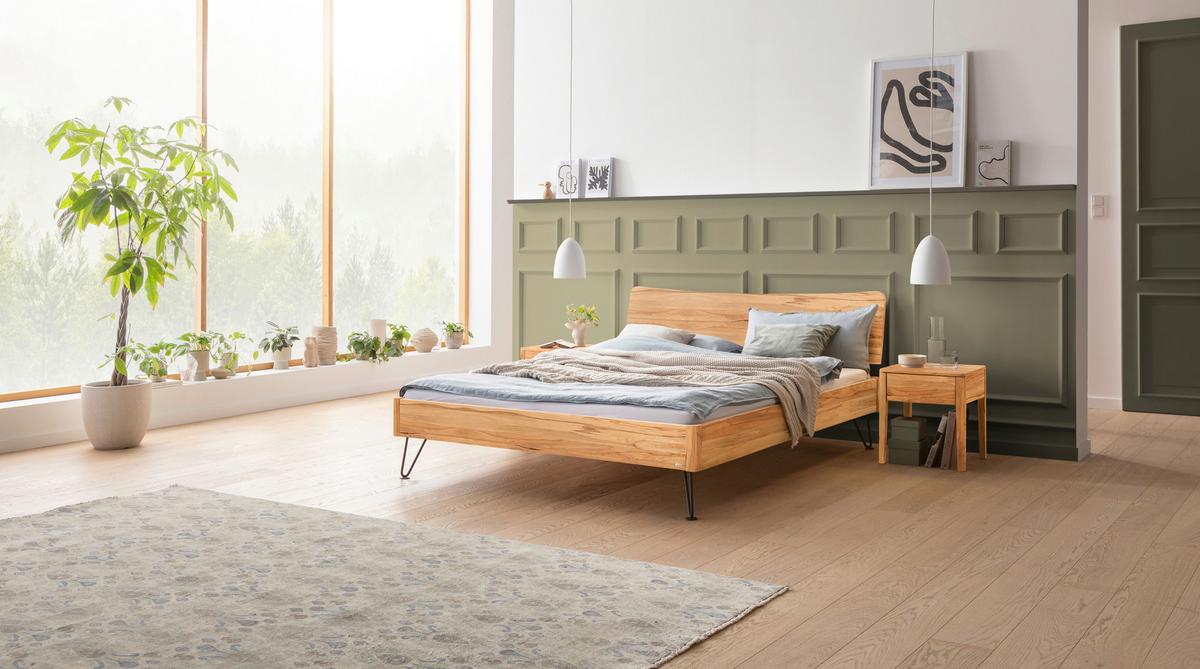 Bett Locarno Buchefarben 140x200 Cm - Anthrazit/Buchefarben, MODERN, Holz (140/200cm) - Hasena