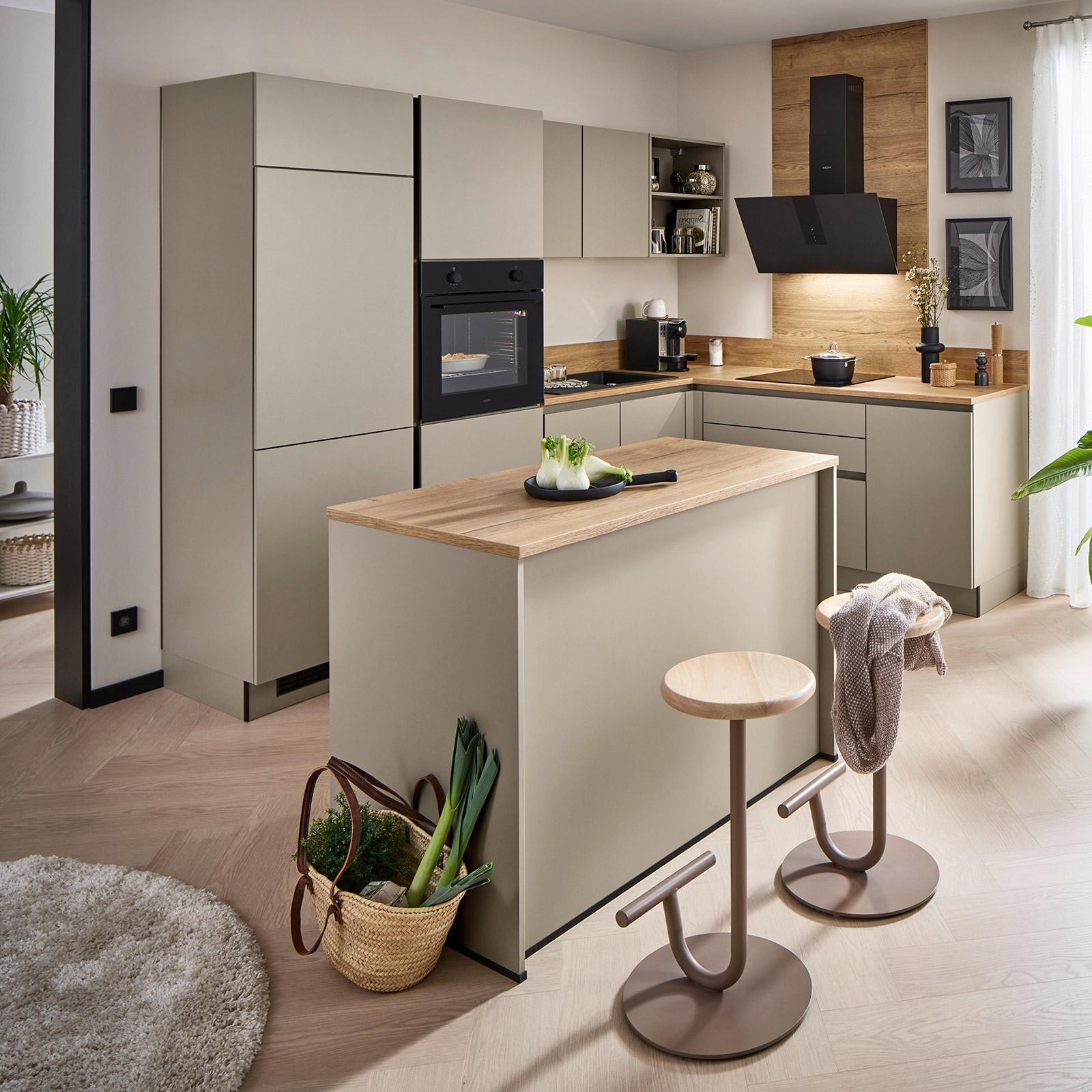 ECKKÜCHE WIN MIT INSEL - Eichefarben/Creme, MODERN, Holzwerkstoff (278,2/205,2cm) - Express-Kuechen
