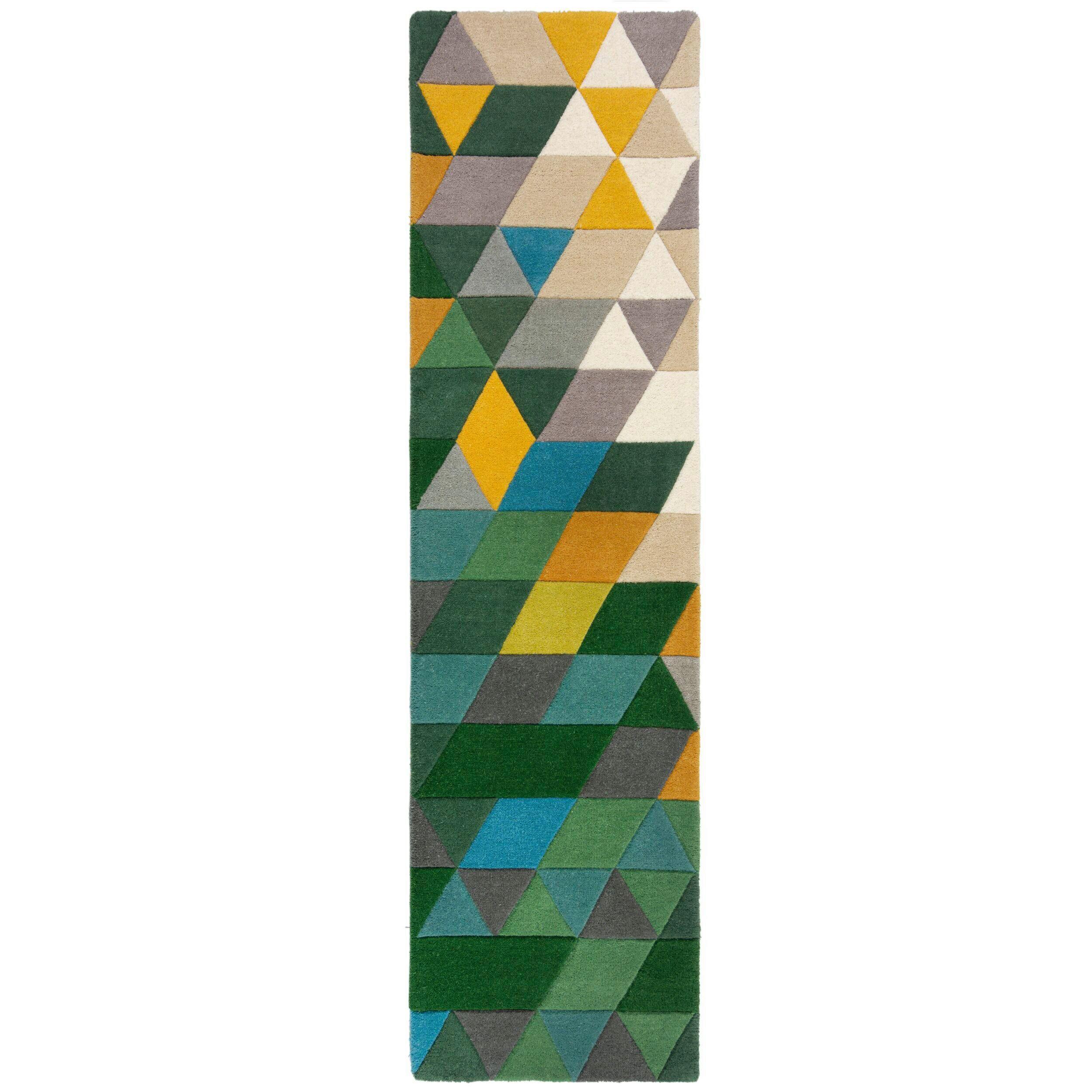 Wollteppich Grün/Multicolor 230x60 cm - Multicolor/Grün, Basics, Textil (230/60cm)