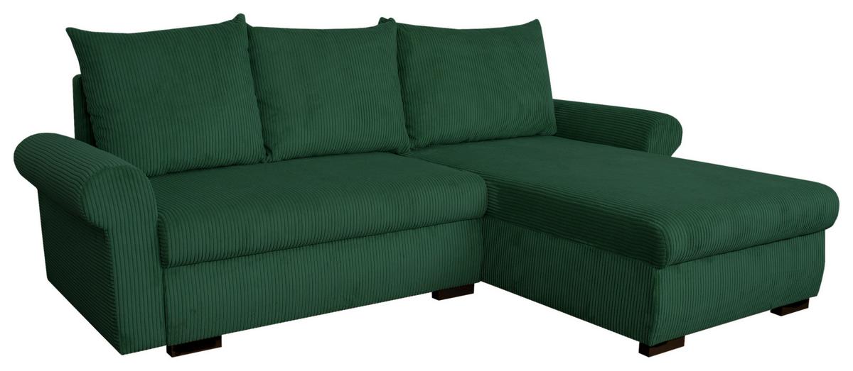 ECKSCHLAFSOFA Vasco, Dunkelgrün LF: 233x168 - Dunkelgrün/Schwarz, Trend, Textil (233/168cm)