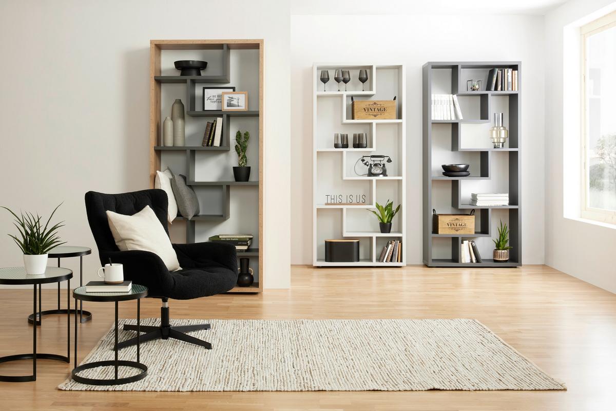 Vysoká dělící stěna Bounty, antracitová - černá/antracitová, Moderní, kompozitní dřevo/plast (90/199/33cm) - Premium Living