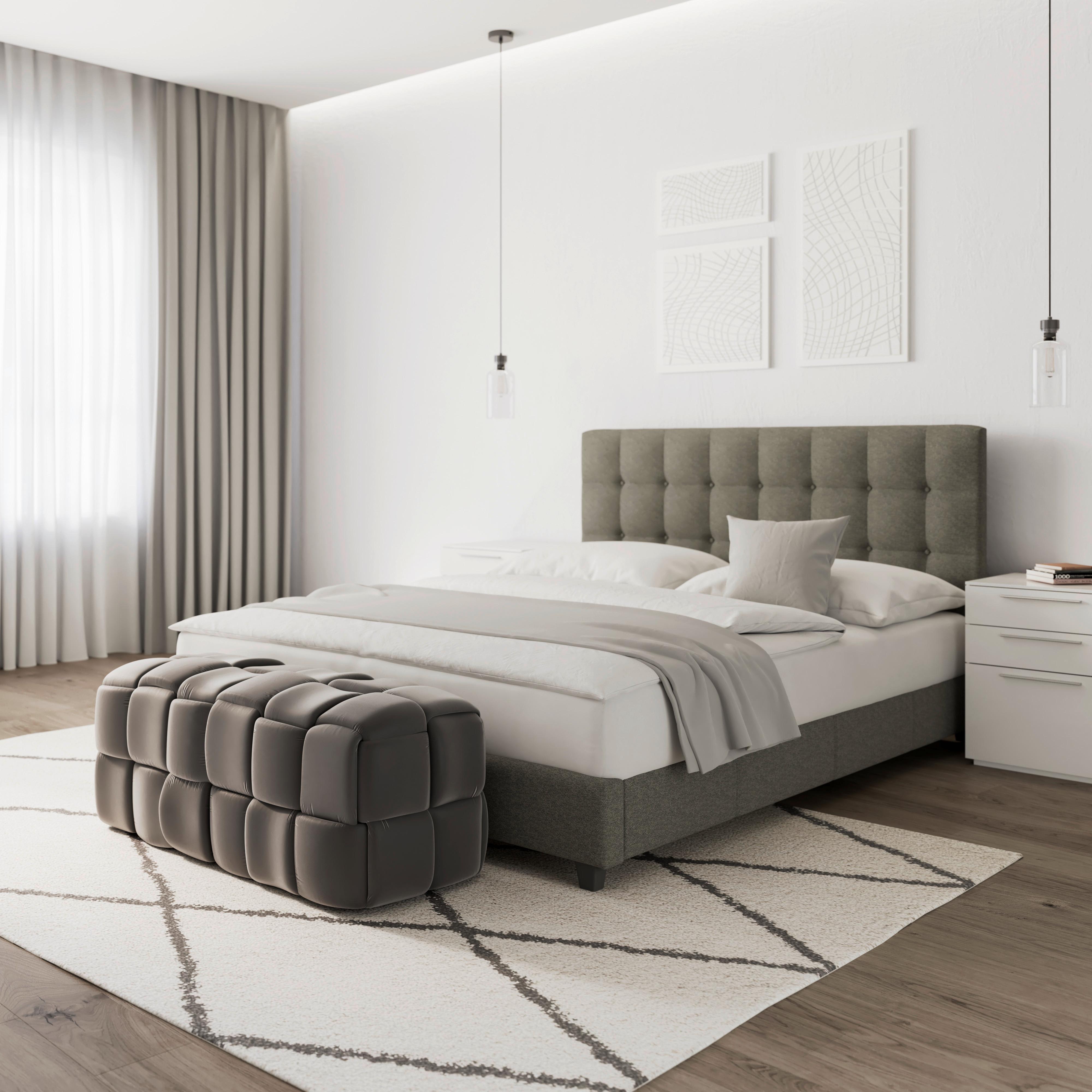 Moderná lavica ELLA sivá - čierna/sivá, Modern, drevo/textil (118/47/47cm) - Bessagi Home