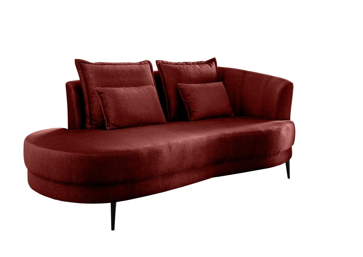 Ottomane Pistaccio Koralle Velours, Rücken Echt B: 211 Cm - Koralle/Schwarz, MODERN, Textil (211/85/102cm) - Livetastic
