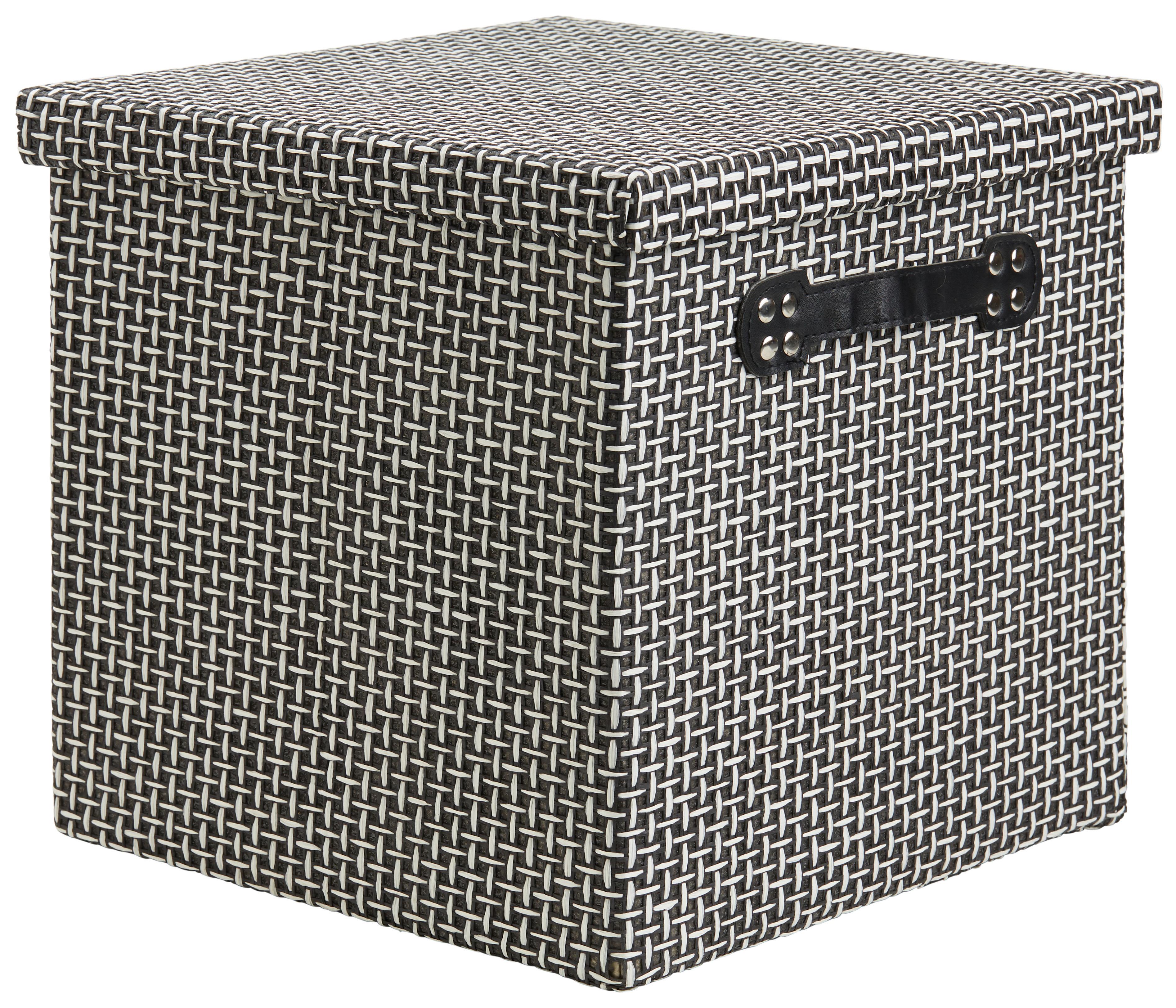 BOX S VÍKEM FOLDABLE - bílá/černá, karton/textil (29,5/28/30cm) - Mömax