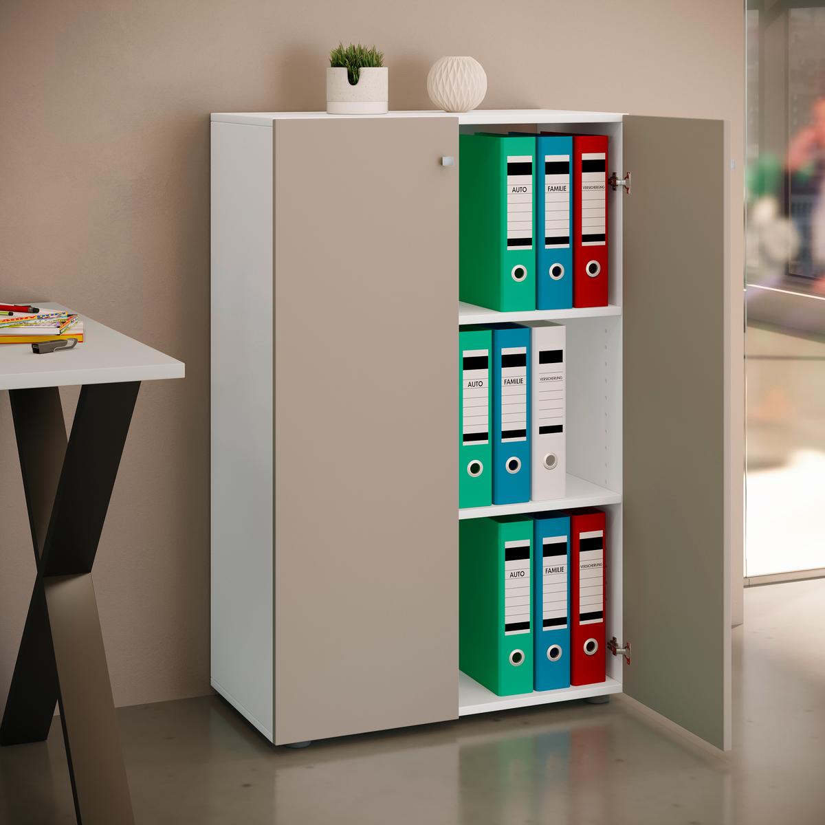 Aktenschrank Lona Grau, Weiß B: 70 cm - Weiß/Grau, Design, Holzwerkstoff (70/110/39cm) - MID.YOU