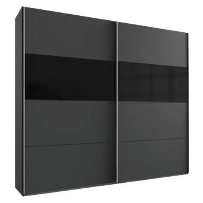Skriňa S Posuvnými Dverami Bramfeld,grafit/sklo Čierne - čierna/grafitová, Konvenčný, kov/kompozitné drevo (225/236/65cm)