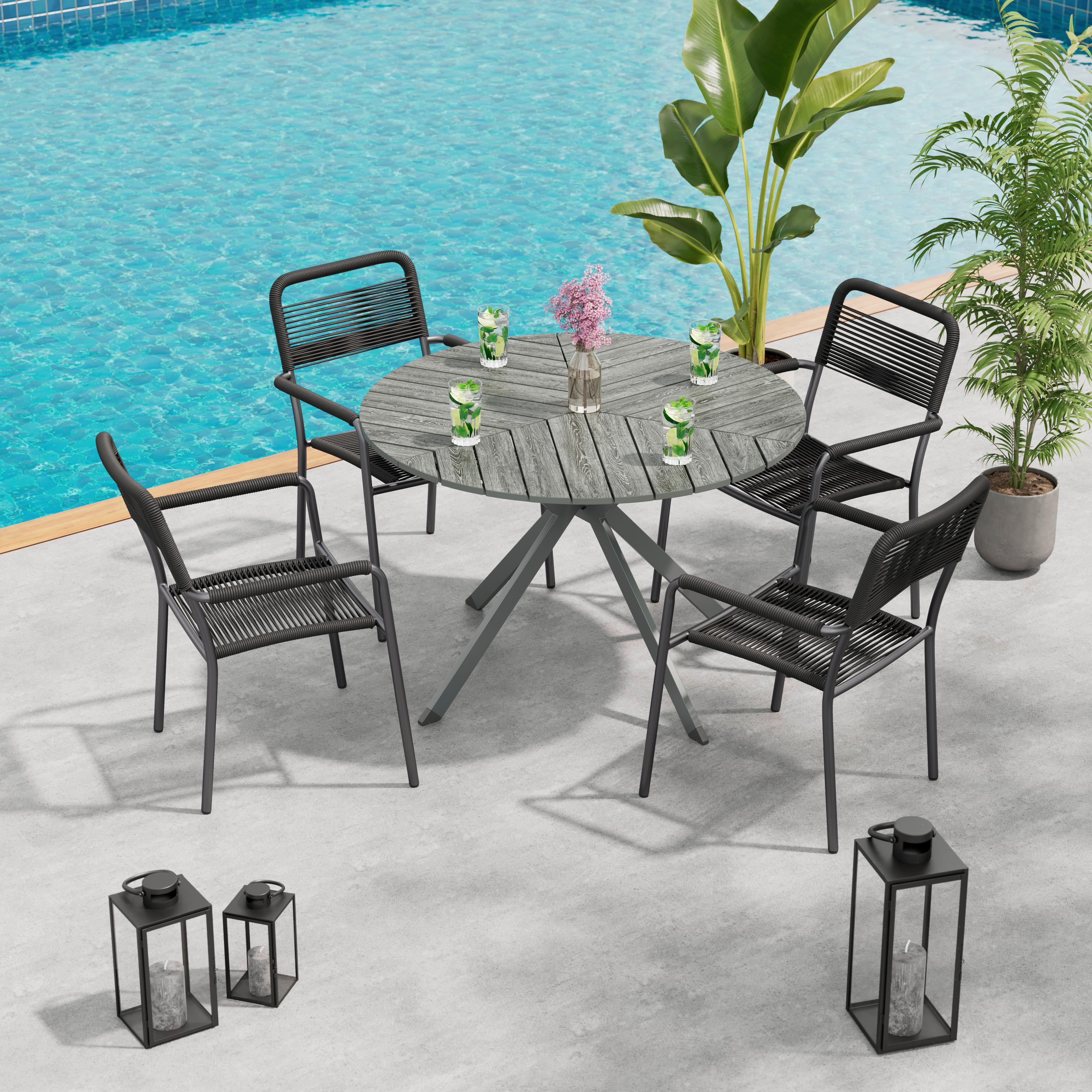 Gartensessel Nele - Dunkelgrau/Grau, MODERN, Textil/Metall (60/84,5/65cm) - Beldano