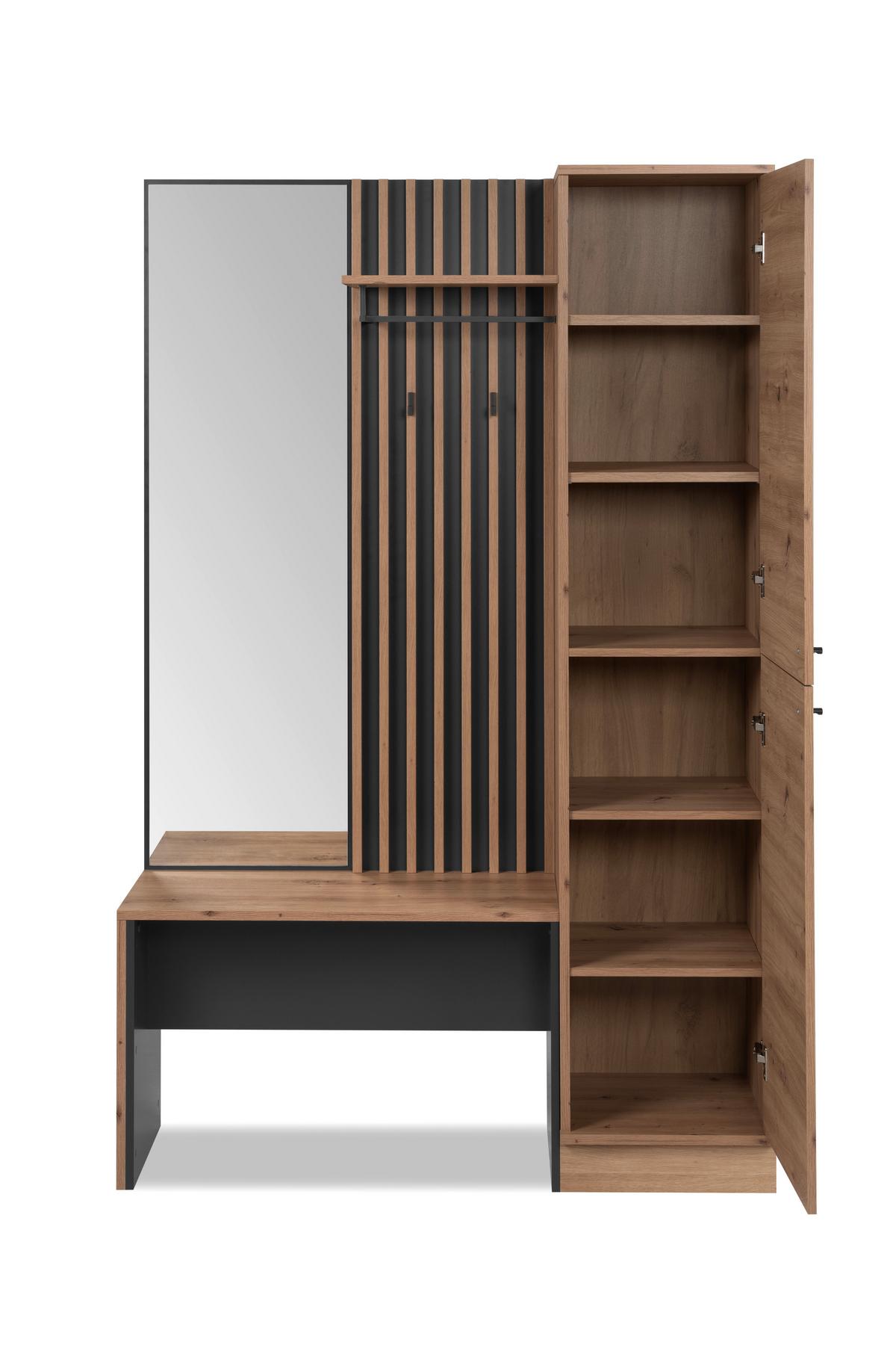 Garderobe Medan Eiche Artisan B: 122 Cm - Anthrazit/Eiche Artisan, MODERN, Holzwerkstoff (122/190/37cm) - MID.YOU