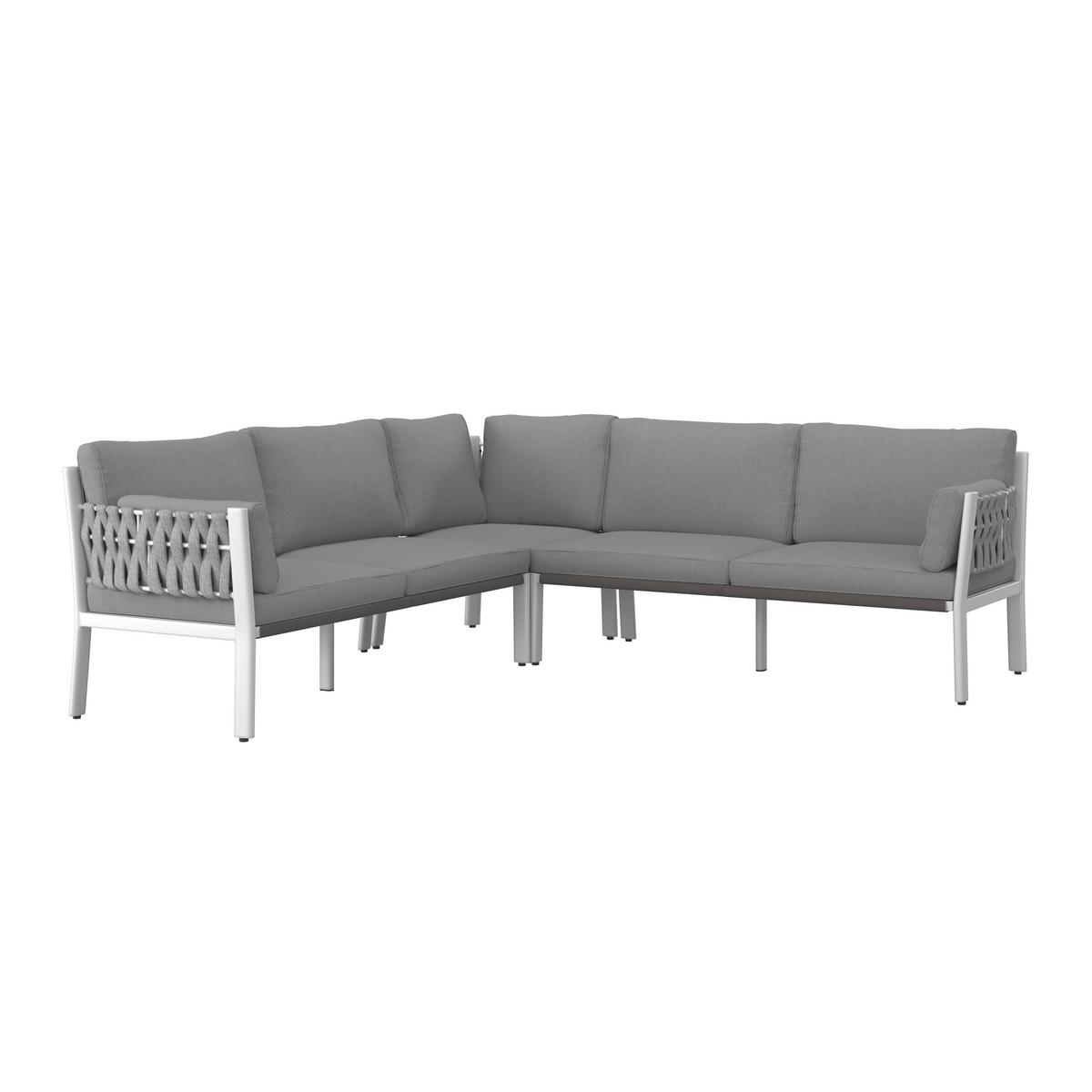 JÍDELNÍ TERASOVÁ SOUPRAVA ELISA - bílá/světle šedá, Moderní, kov/textil (238/74/75cm) - Bessagi Garden