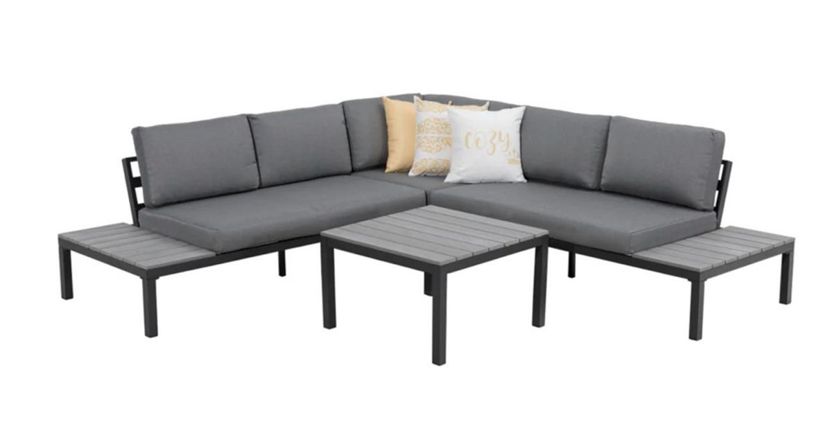 Loungegarnitur Miro - Anthrazit/Grau, MODERN, Textil/Metall (251/251cm) - Gardenson