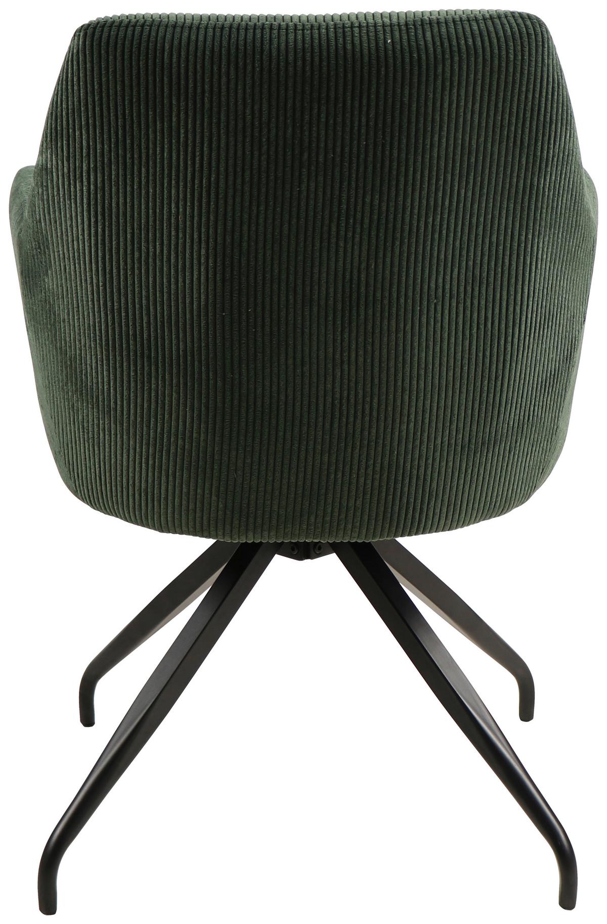 Armlehnstuhl Jeanette Grün Schwarz Echtholz Beine - Schwarz/Grün, MODERN, Holz/Textil (57/86/65cm) - MID.YOU