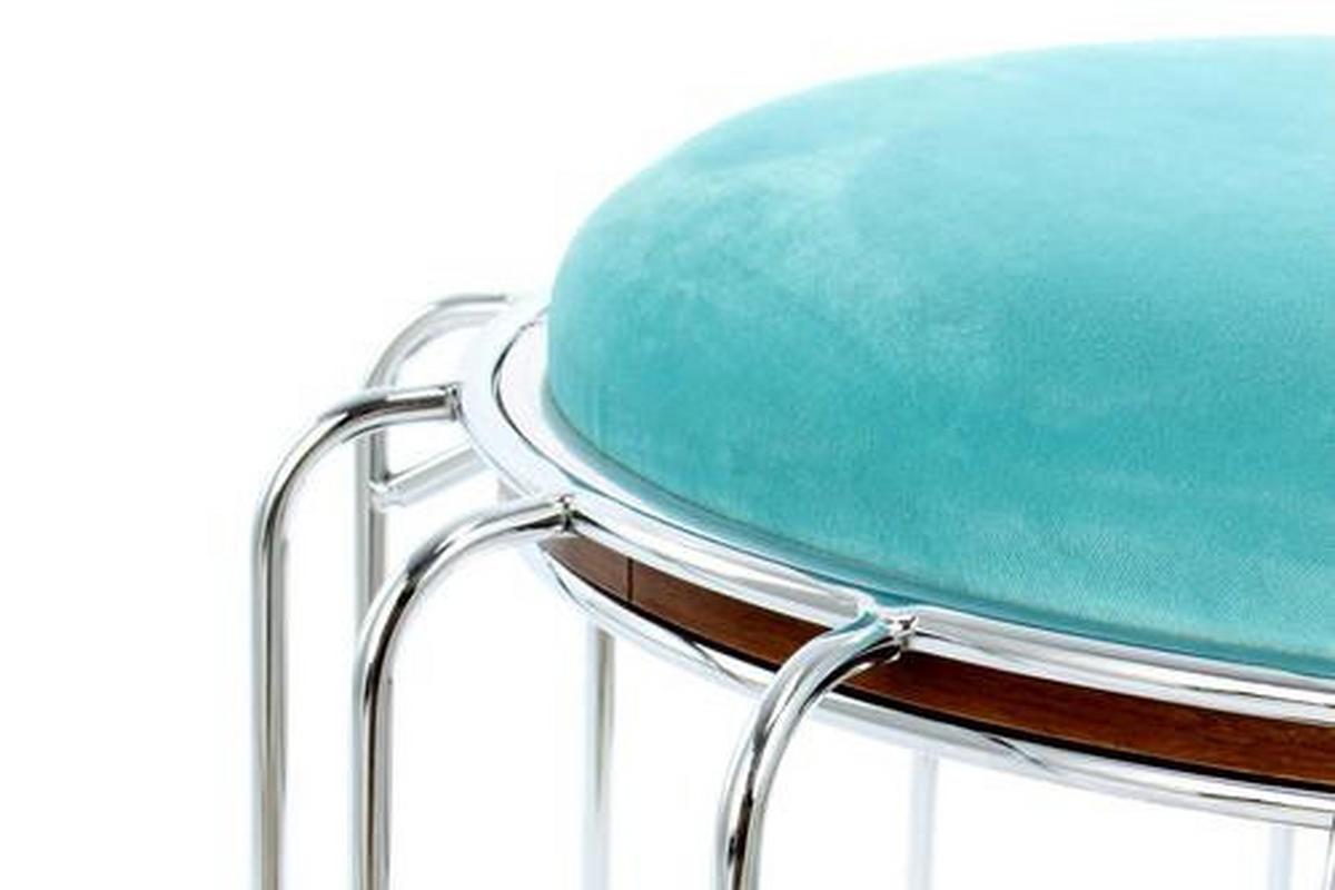 Beistelltisch/pouf 2 In 1 Comfortable Silber/mint - Silberfarben/Mintgrün, Basics, Glas/Holzwerkstoff (50/50/45cm) - Kayoom