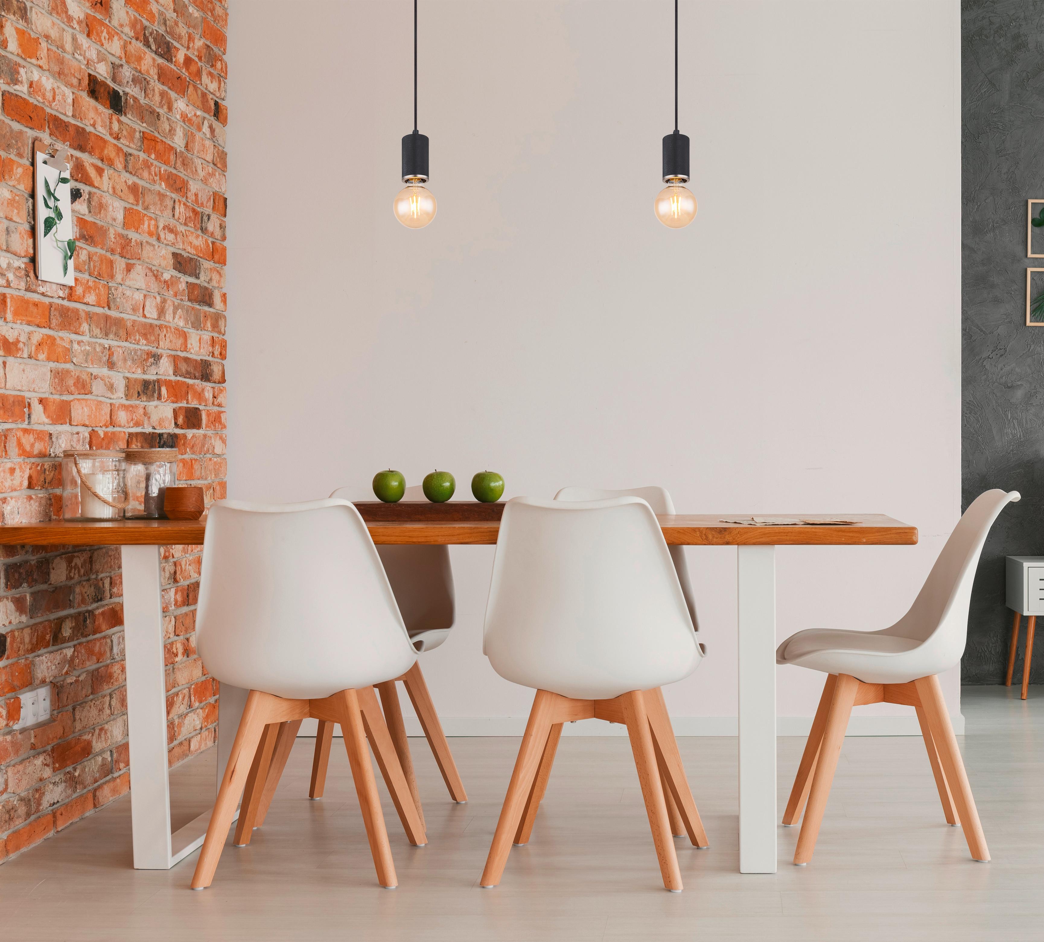 Hängeleuchte H: 160 Cm 1-Flammig, Holz/ Metall - Schwarz, Basics, Holz/Metall (12/160cm) - Globo