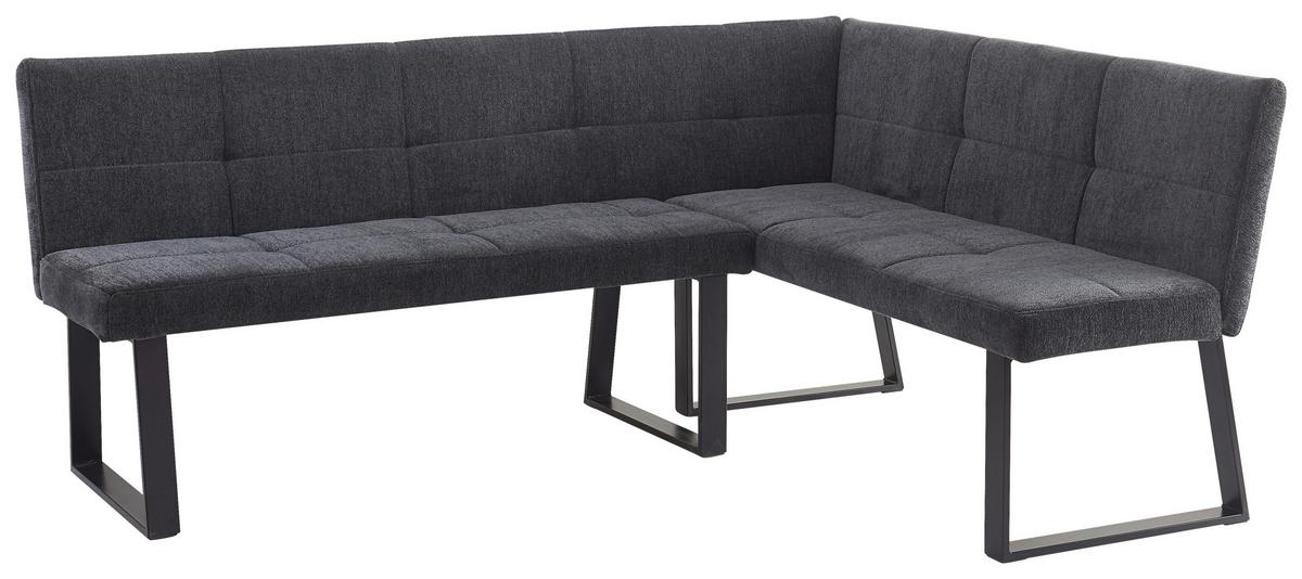 Eckbank Rico Dunkelgrau, Schenkel 152x191cm - Dunkelgrau/Schwarz, LIFESTYLE, Textil/Metall (152/191cm) - MID.YOU