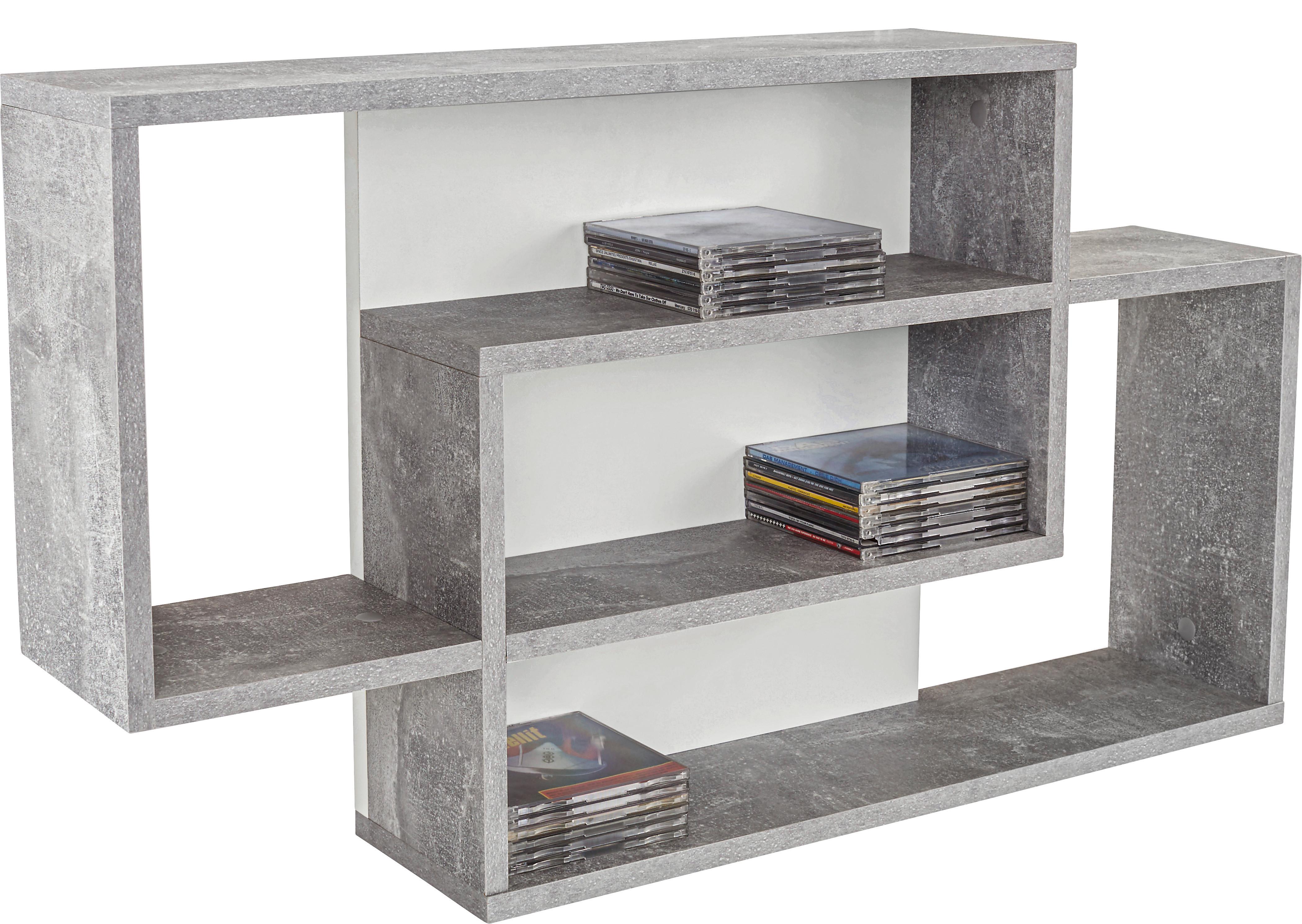 Regál DREAM - sivá/biela, Modern, kompozitné drevo (90/48/16cm)