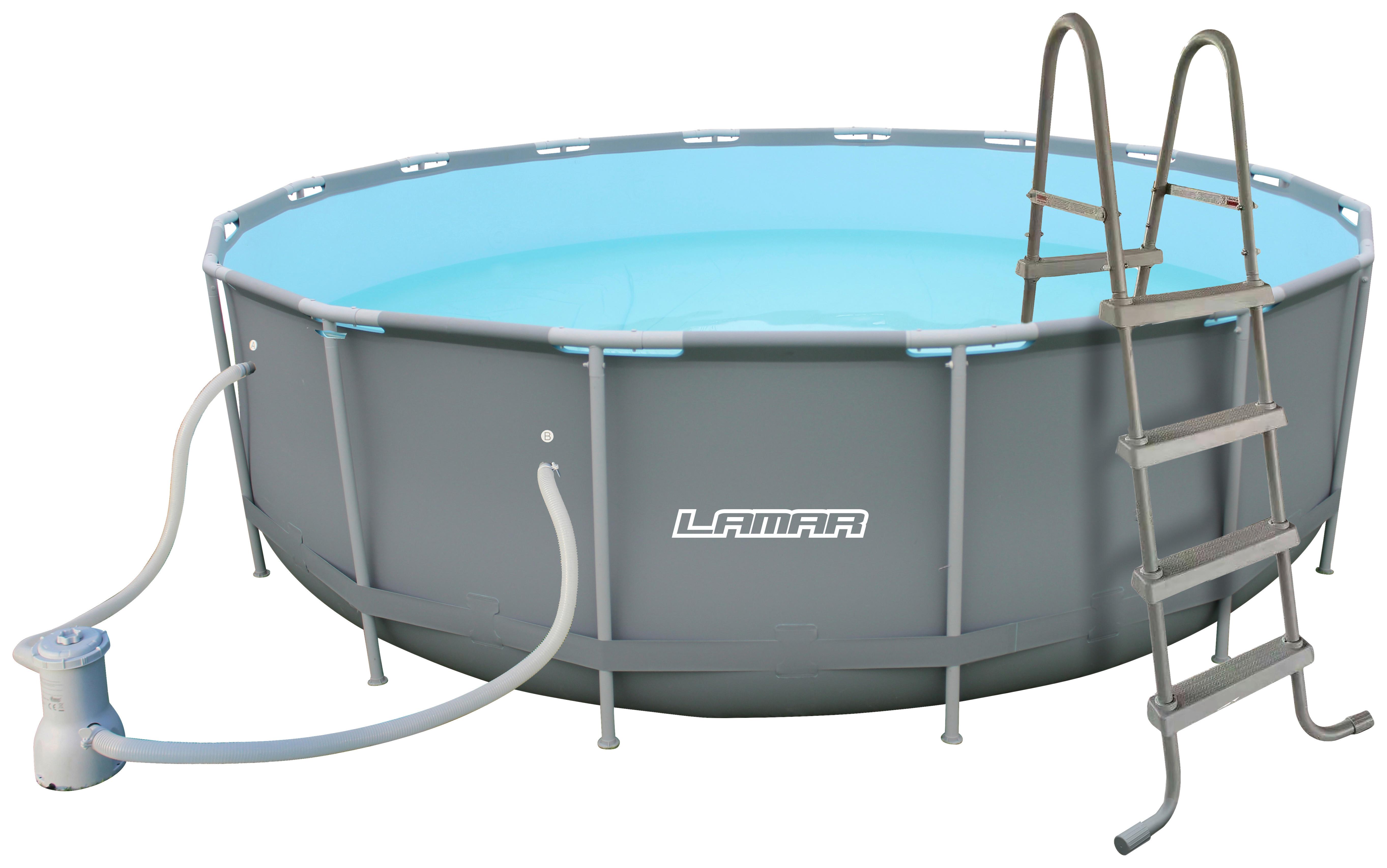 Schwimmbecken Rund Poolset 122 mit Pumpe, Leiter B: 488cm - KONVENTIONELL, Kunststoff/Metall (488/122cm) - Atrigo