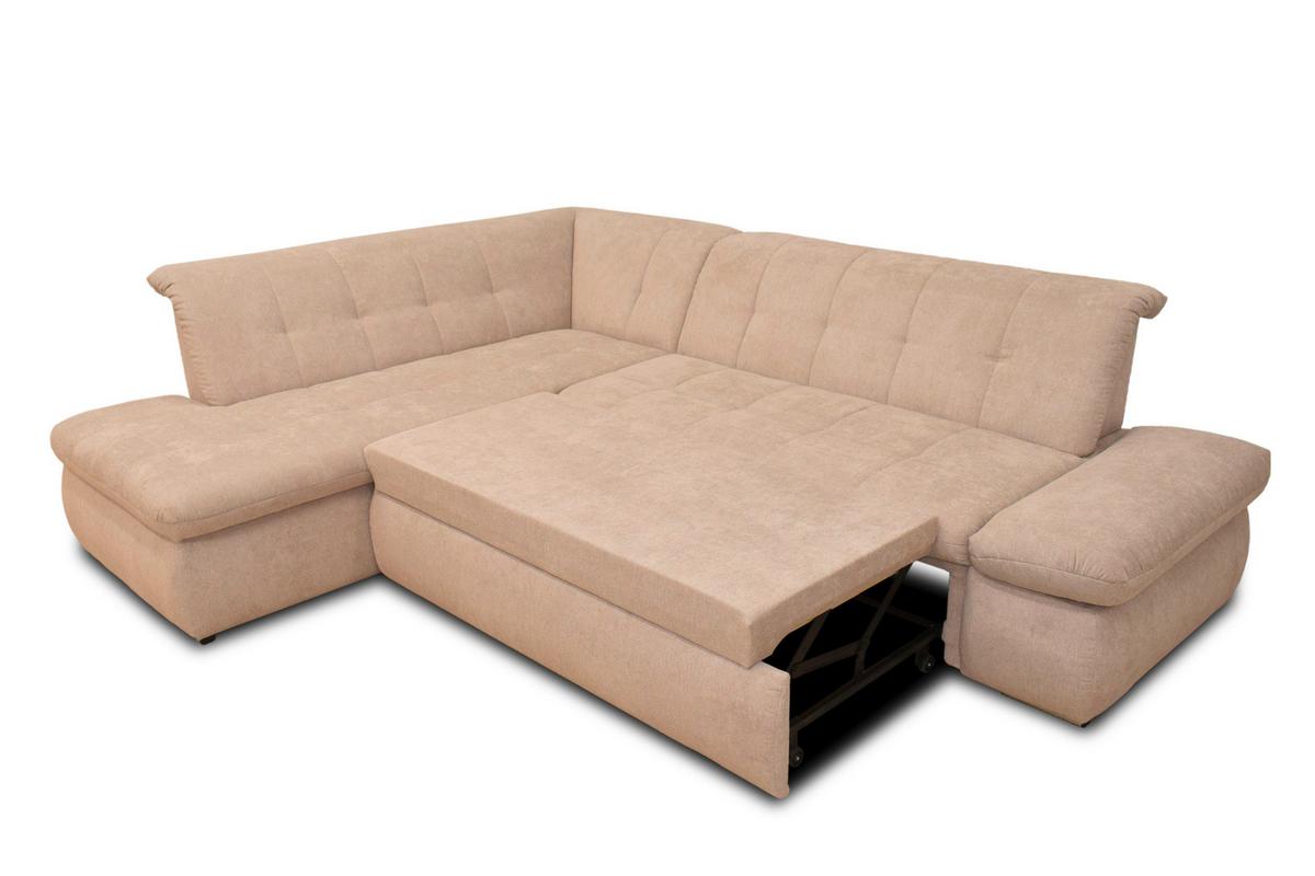 Ecksofa Mit Schlaffunktion Moric Beige Mikrofaser - Chromfarben/Beige, KONVENTIONELL, Textil (216/273cm) - MID.YOU
