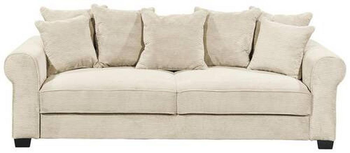 2-sitzer-sofa Mit Schlaffunktion Maureen B:250cm - Creme/Schwarz, KONVENTIONELL, Textil (250/95/125cm) - MID.YOU