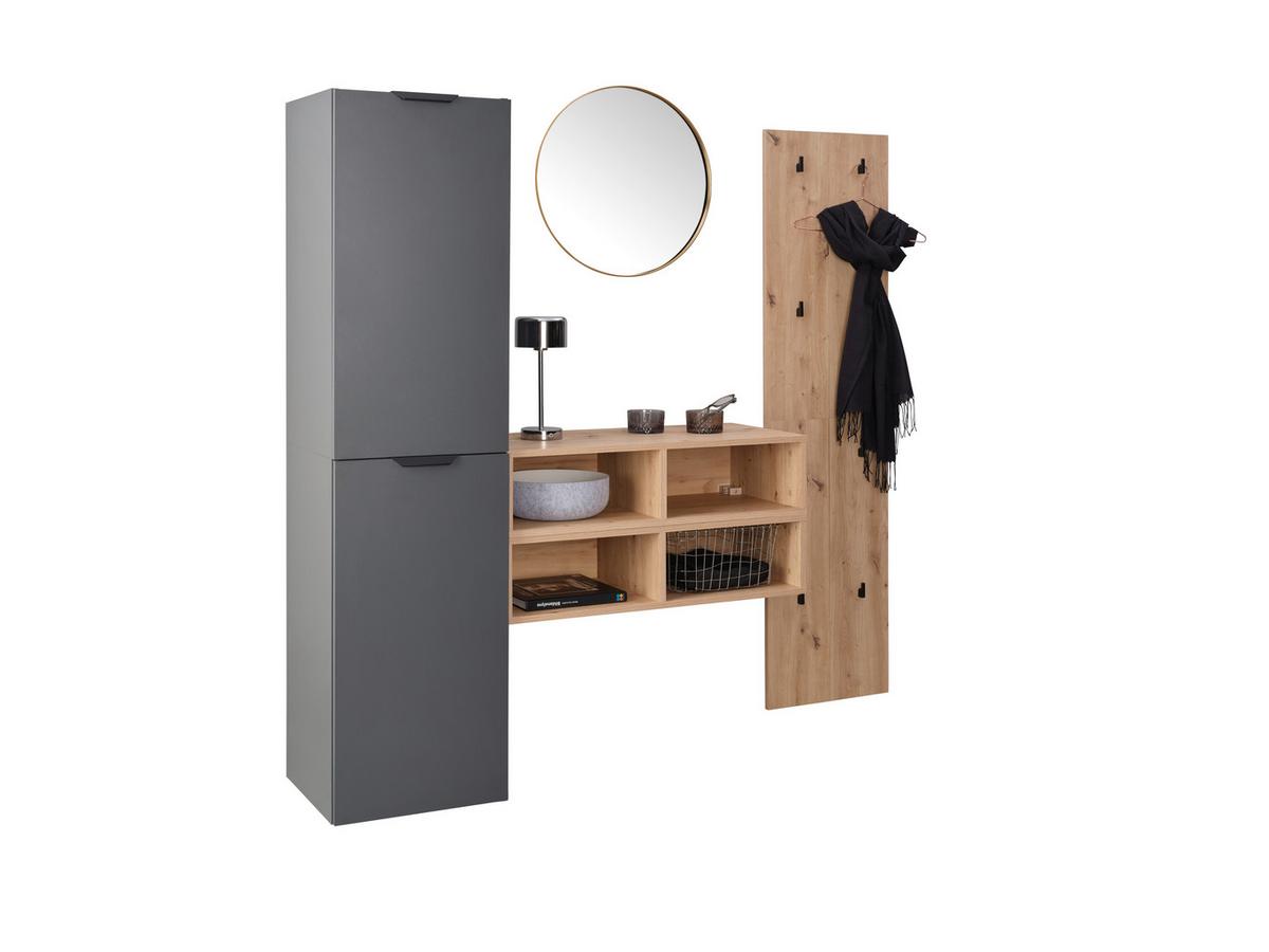 Garderobe Ciao Anthrazit/Eiche Dekor 3--Teilig - Anthrazit/Eiche Artisan, MODERN, Holzwerkstoff (160/160/37,6cm)