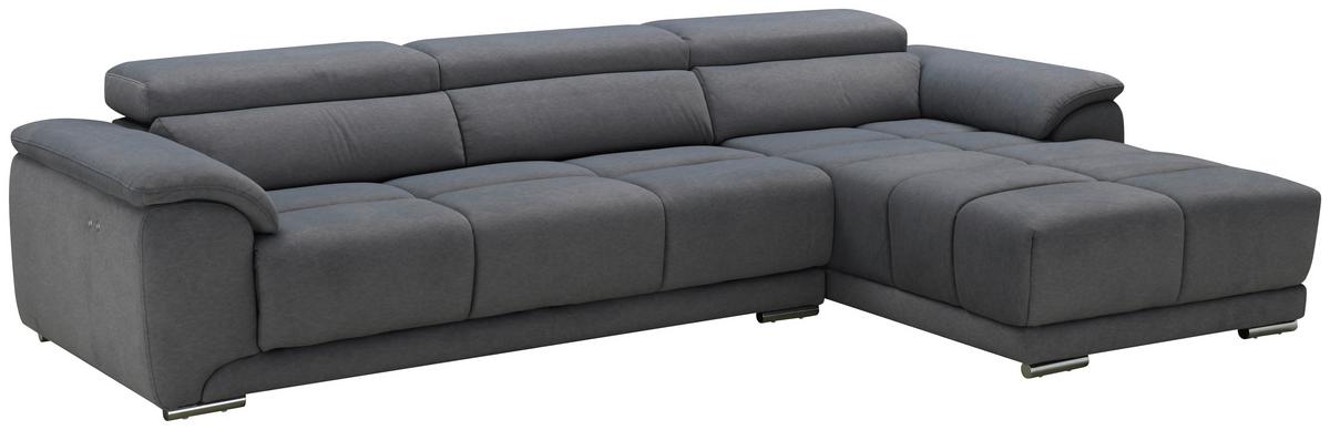 Ecksofa mit Relaxfunktion Captain - Silberfarben/Grau, MODERN, Holz/Textil (294/182cm) - Livetastic