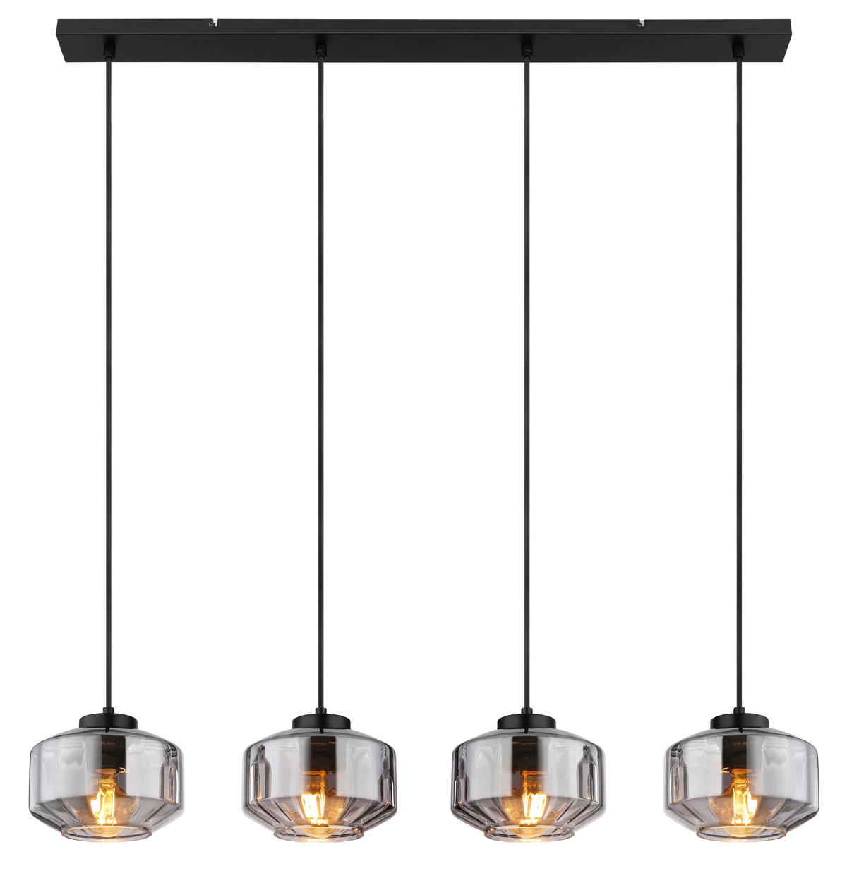 Hängeleuchte 15547-4h - Schwarz, Design, Glas/Metall (96/18/120cm) - Globo