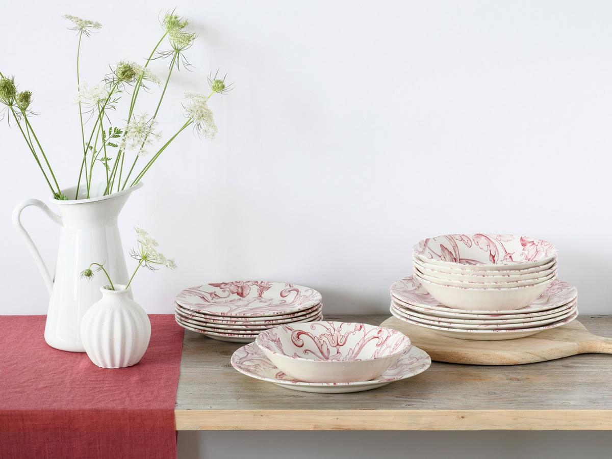 Tafelservice Venecia Rot Weiß, Altrosa L: 31 Cm - Altrosa/Weiß, Basics, Keramik (31/30/32cm) - Creatable