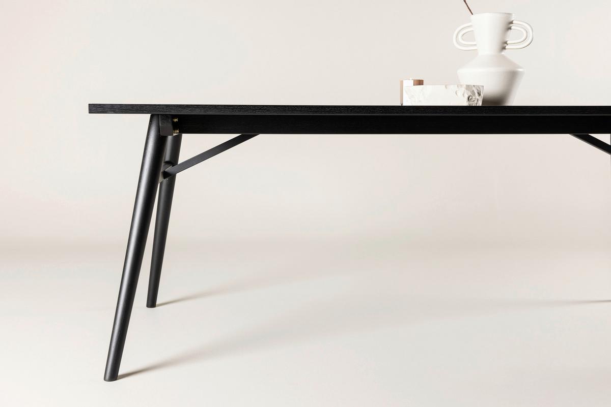 ESSTISCH SLEEK - Schwarz, Design, Holzwerkstoff/Metall (195/95/75cm) - Livetastic