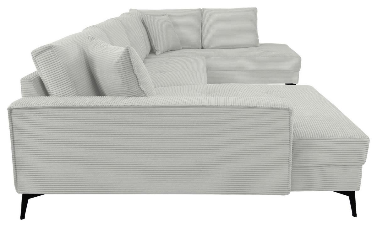 Wohnlandschaft Zero Cremeweiß U-Form 195x362x173cm - Creme/Schwarz, Trend, Textil (173/362/195cm)