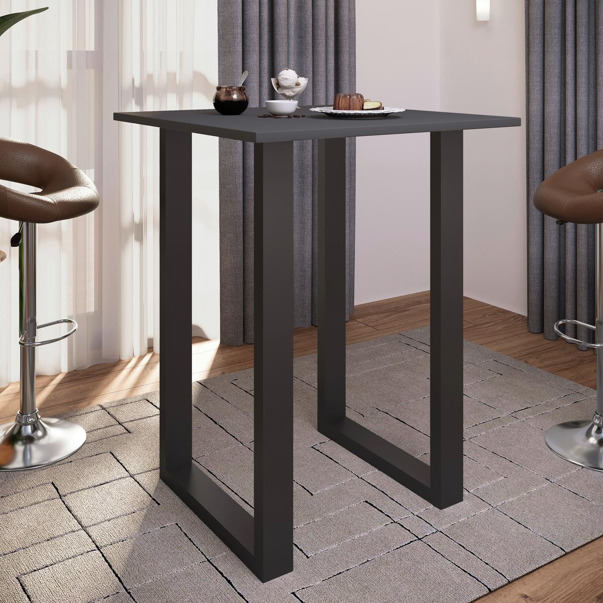 Bartisch Xona B 80x80 - Anthrazit/Silberfarben, KONVENTIONELL, Holzwerkstoff/Metall (80/80/102cm)