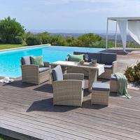 TERASOVÁ SEDACÍ SOUPRAVA NELA 2 - šedá/světle šedá, Moderní, kov/textil - Modern Living