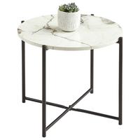 Beistelltisch Marmor-optik Codena, Schwarz/weiß - Schwarz/Weiß, Trend, Holzwerkstoff/Metall (51/51/40cm) - MID.YOU