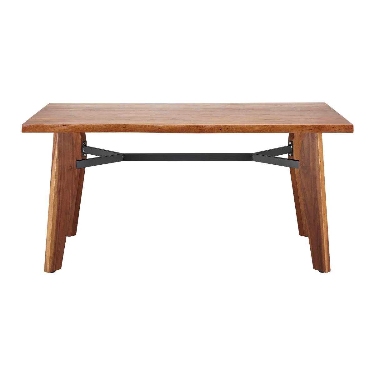 Jedálenský stôl z akácie JASPER 160x90 cm - čierna/farba akácie, Modern, kov/drevo (160/90/75cm) - Bessagi Home