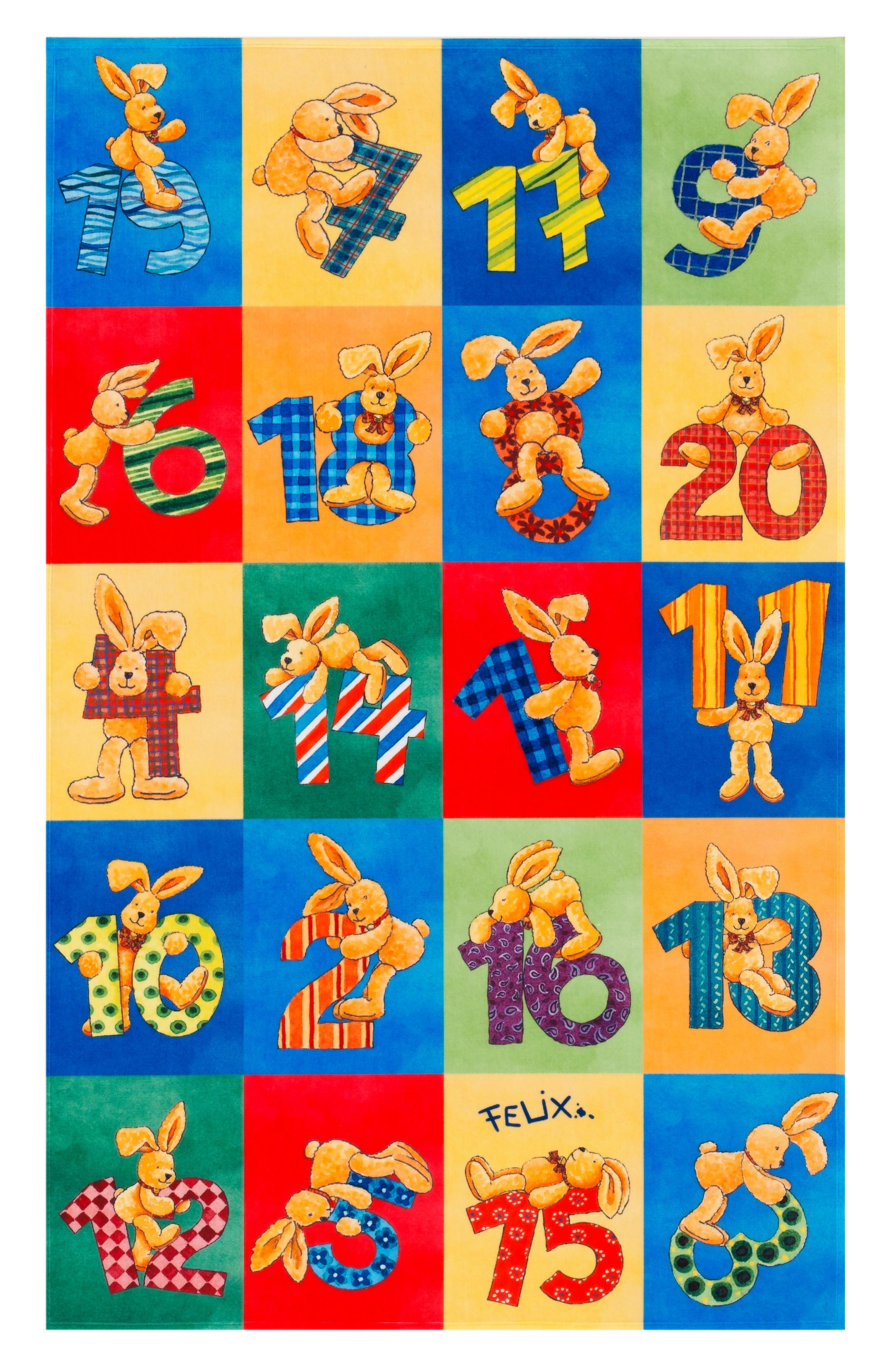 Kinderteppich Felix Der Hase Bunt 100x160 Cm - Blau/Gelb, Trend, Textil (100/160cm)