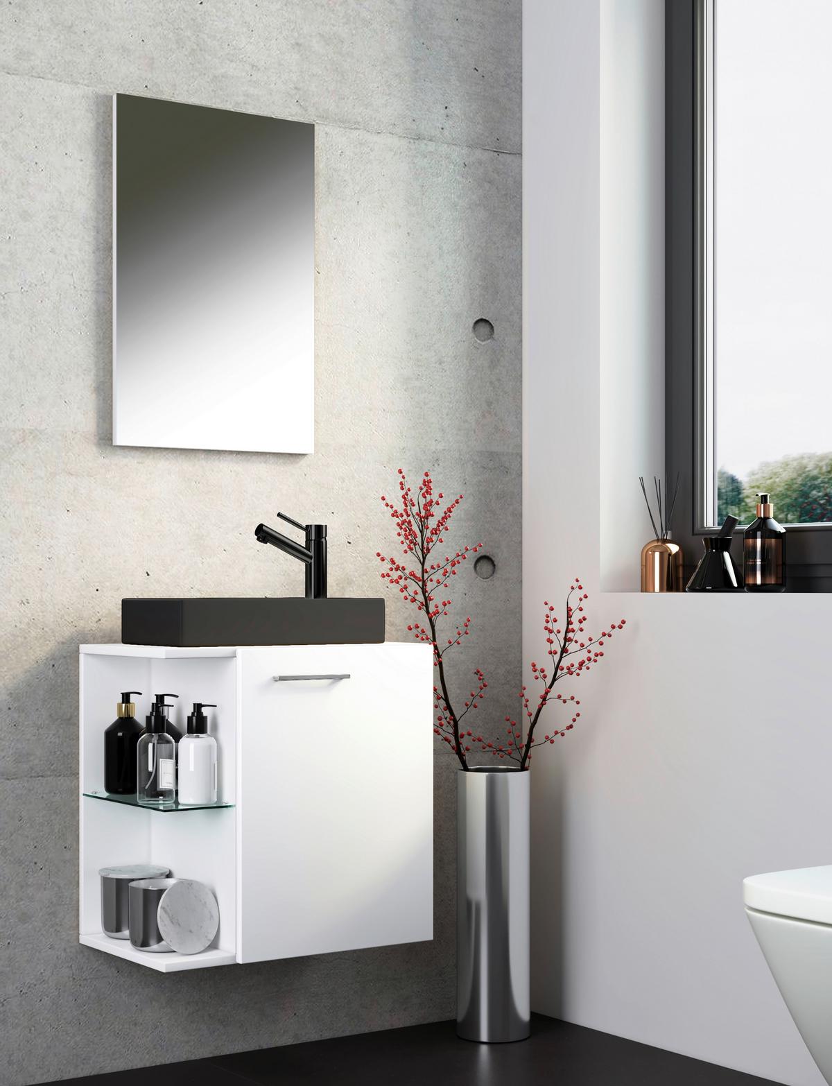 Gästebad Hausa Bl - Schwarz/Weiß, MODERN, Glas/Keramik (52cm) - MID.YOU