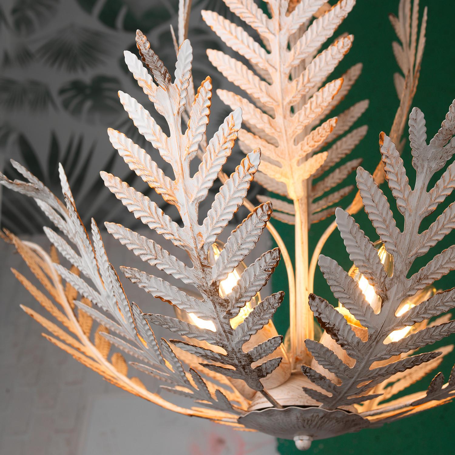 Hängeleuchte 4996/5a - Weiß, Natur, Metall (55/105cm)