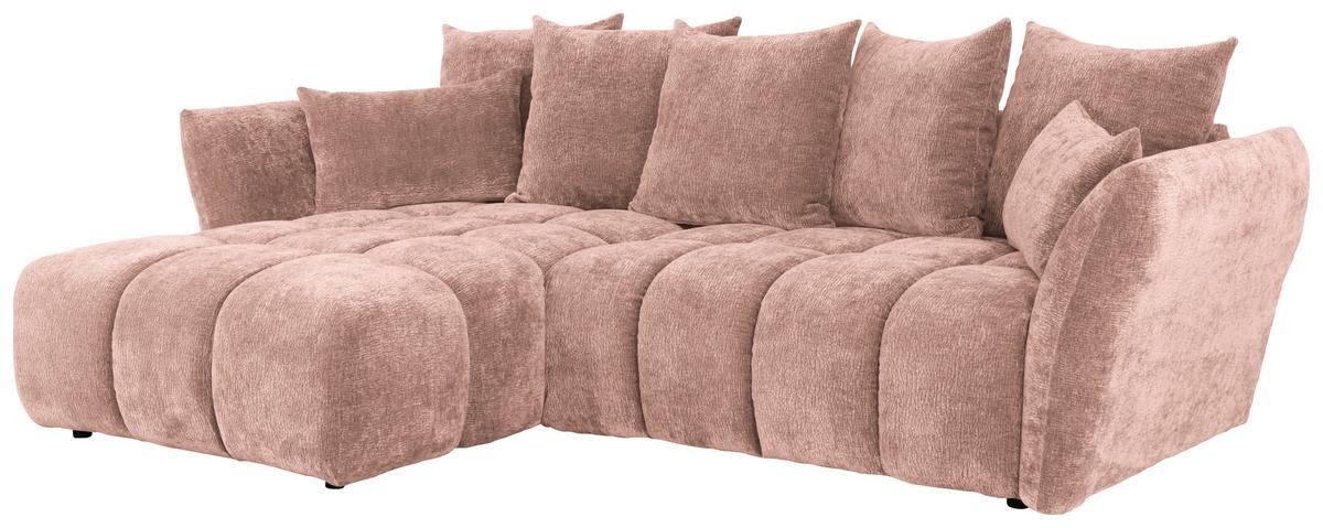 Univerzálna sedačka CAMMELLIO, ružová ženilka, 7 vankúšov - čierna/ružová, Modern, textil (296/75-95/189cm) - Mömax