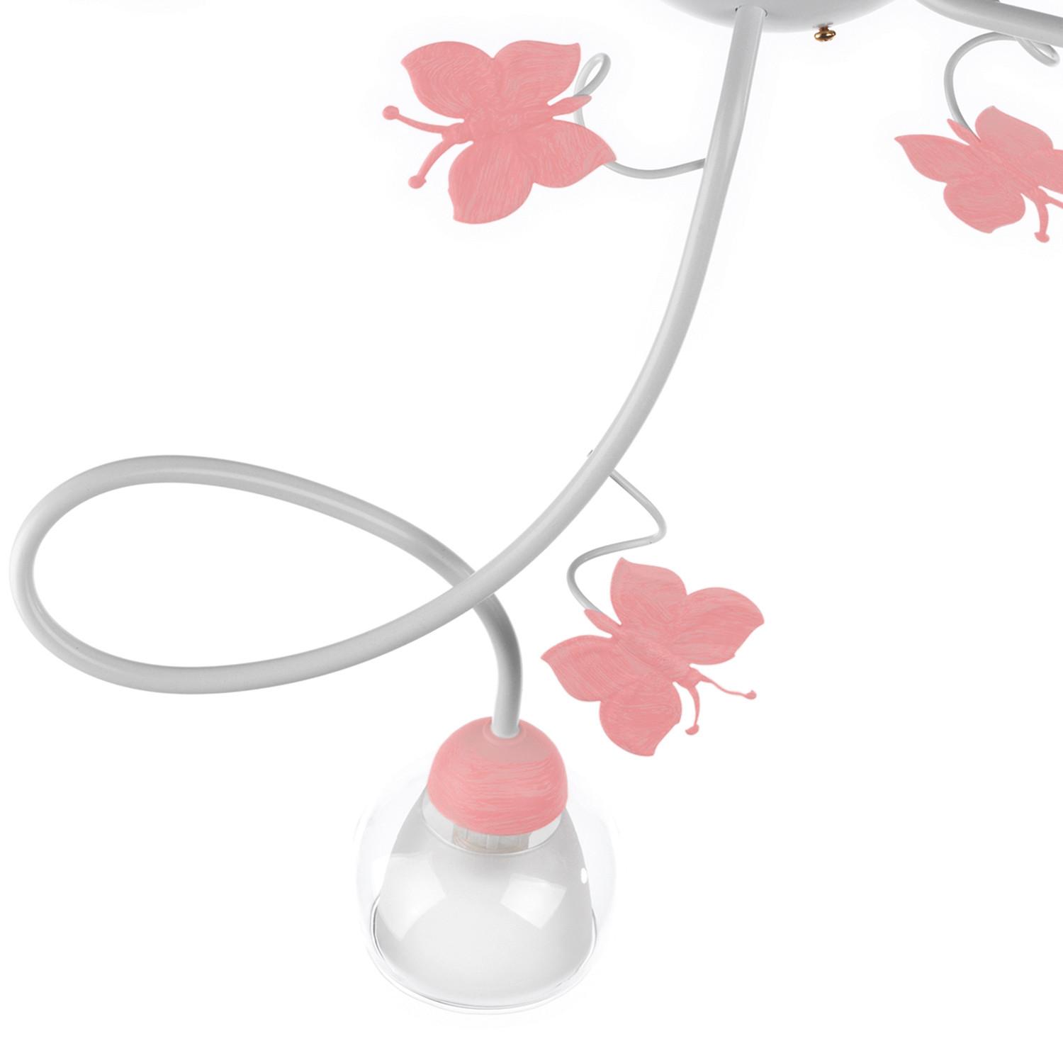 Kinderdeckenleuchte 4924/pl3 - Pink/Weiß, Basics, Glas/Metall (80/20cm)