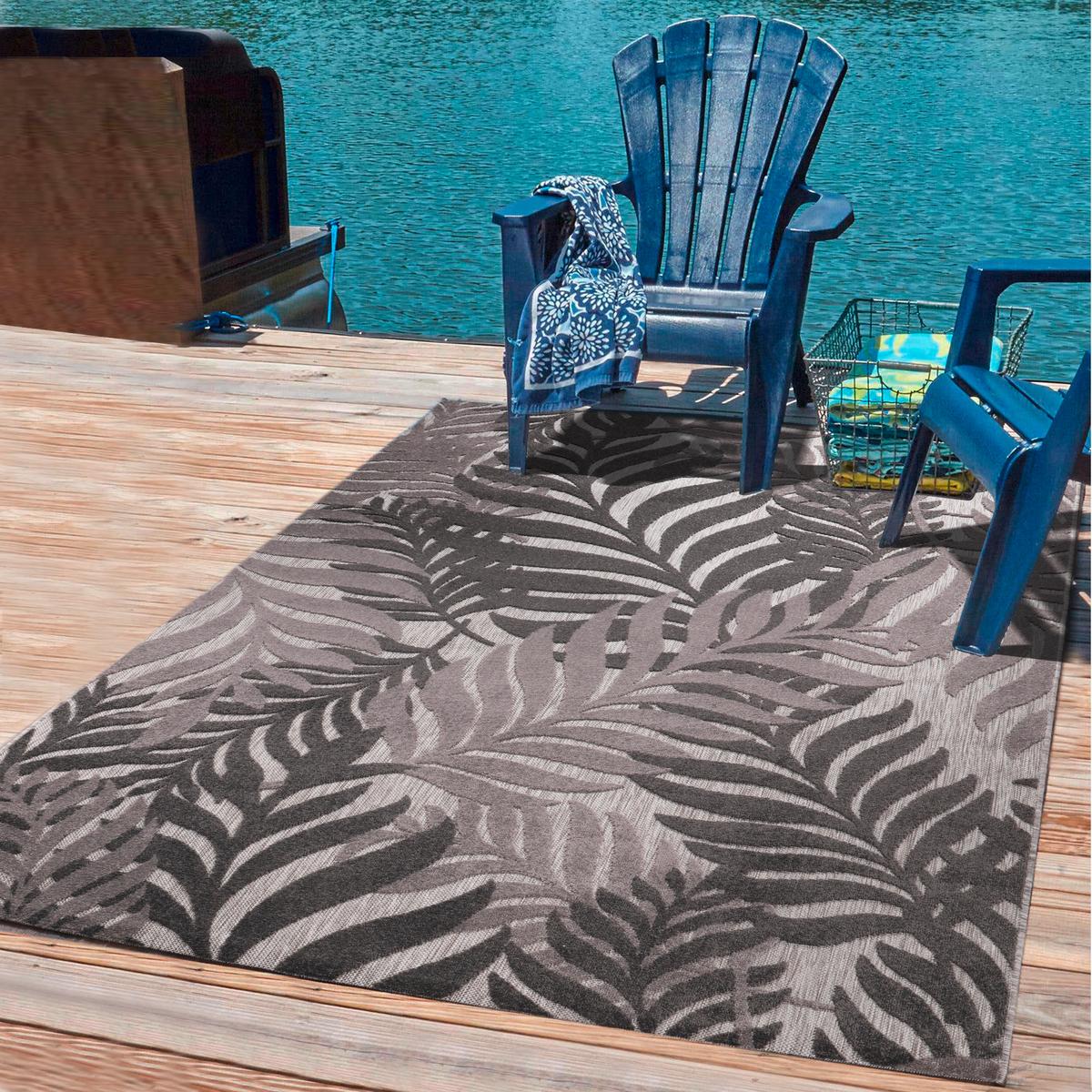 Outdoorteppich Floral - Grau, LIFESTYLE, Textil (240/330cm)