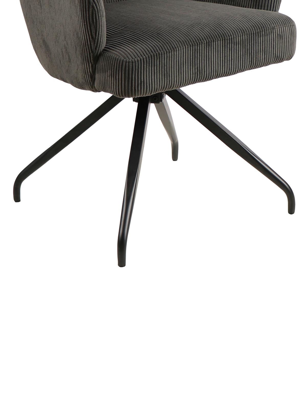 Armlehnstuhl-Set 2er Jeanette Kord Grau Beine: Holz Schwarz - Schwarz/Grau, MODERN, Holz/Textil (57/86/65cm) - MID.YOU