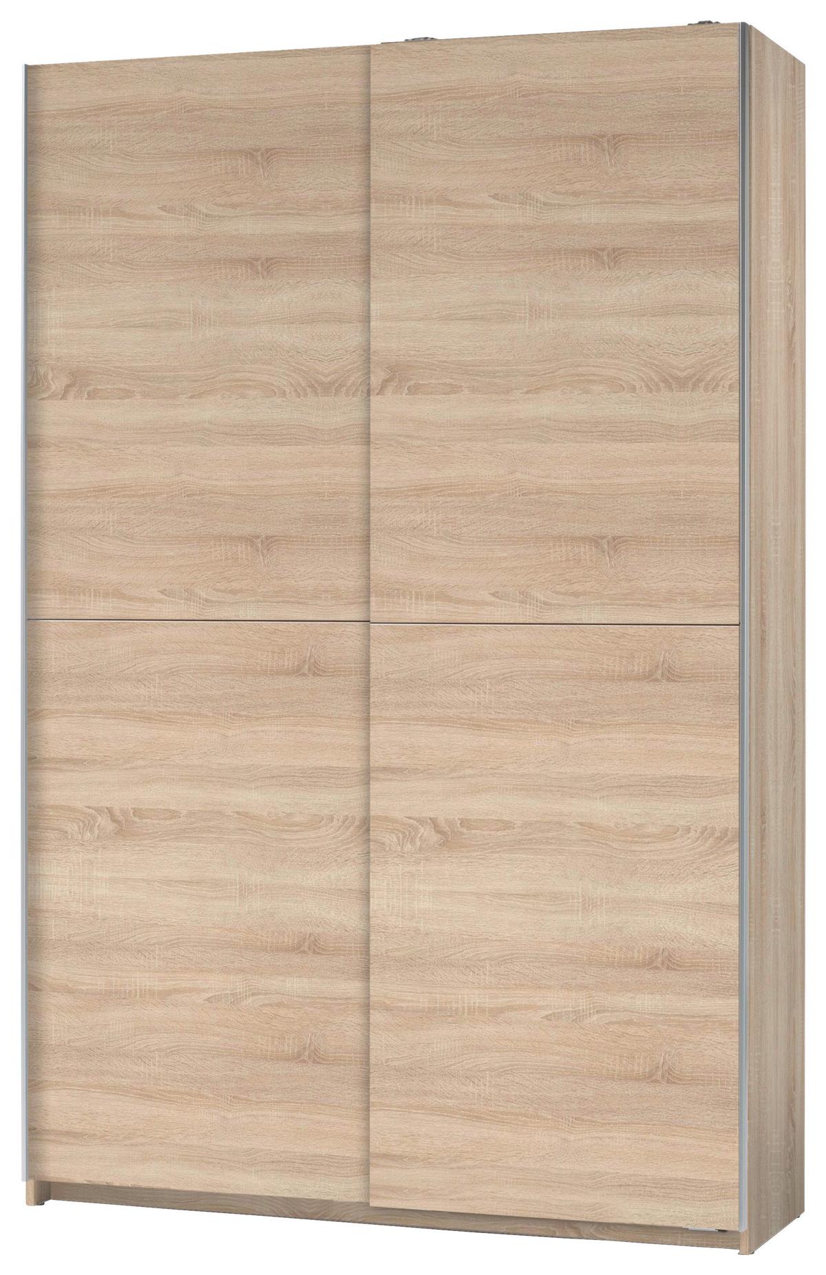 Schwebetürenschrank 125 Cm Slim, Sonoma Eiche Dekor - Eichefarben, Basics, Holzwerkstoff (125/195,5/38cm) - P & B