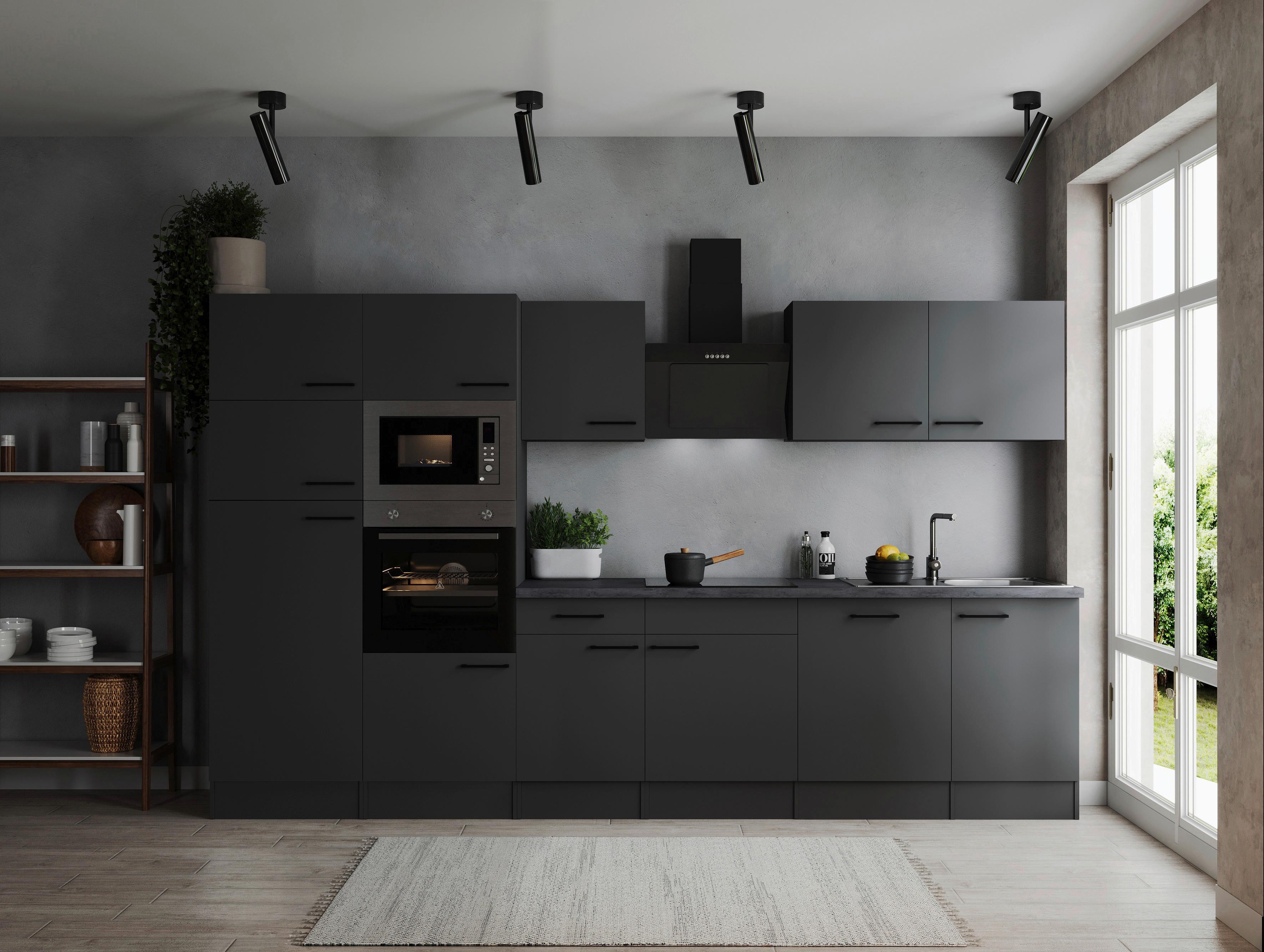 Küchenblock Oliver Dunkelgrau B: 340 cm - Dunkelgrau/Grau, Design, Holzwerkstoff (340cm) - Respekta