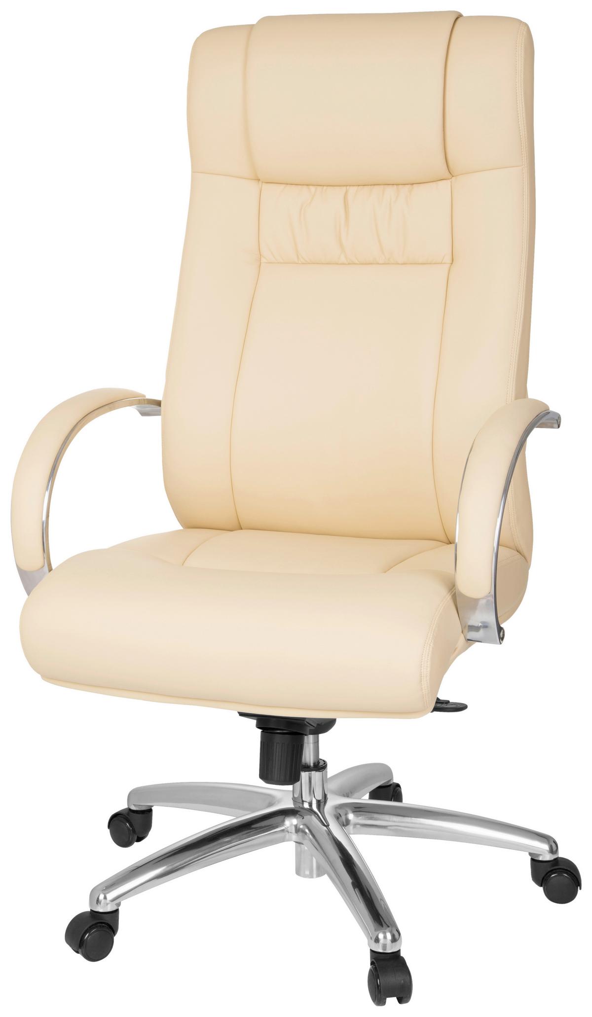 Chefsessel Xxl G 600 Lederlook Beige Bis 150 Kg - Beige/Silberfarben, Basics, Kunststoff/Textil (60/131/49cm) - MID.YOU