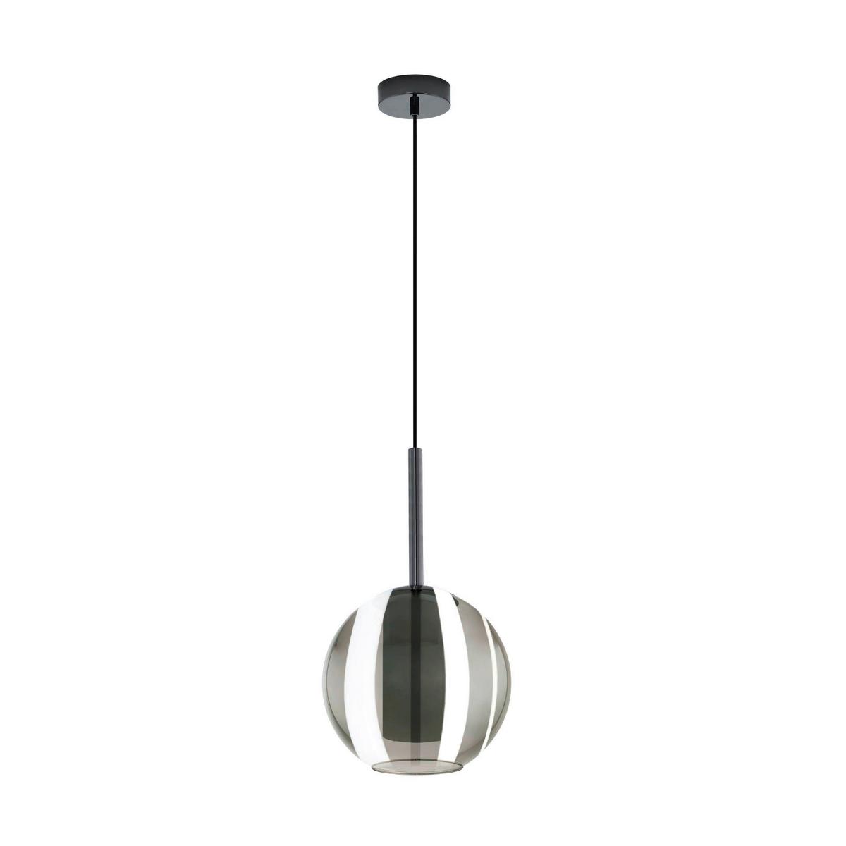 Hängeleuchte Tindari H: 110 cm 1-Flammig, Rauchglas/Stahl - Schwarz/Weiß, Design, Glas/Metall (25/110cm) - Eglo