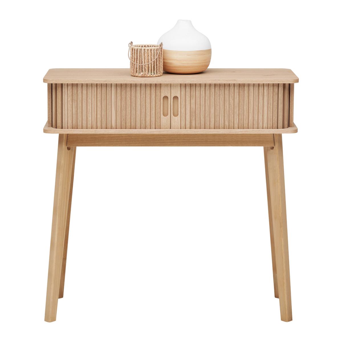 Konzolový stolík SKANDY dyha/MDF - prírodná farba, Modern, drevo/kompozitné drevo (80/78/30cm) - Premium Living