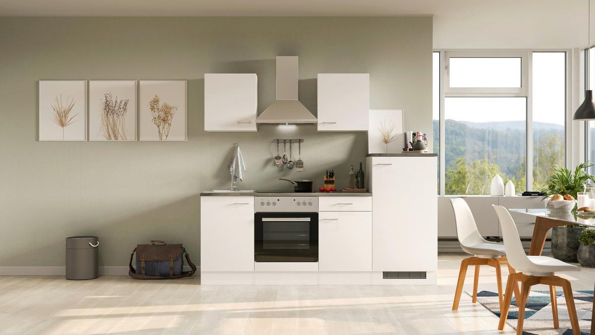 Küchenblock Lucca Weiß/graubraun B: 220,5 Cm - Graubraun/Weiß, MODERN, Holzwerkstoff (220,5cm) - FlexWell