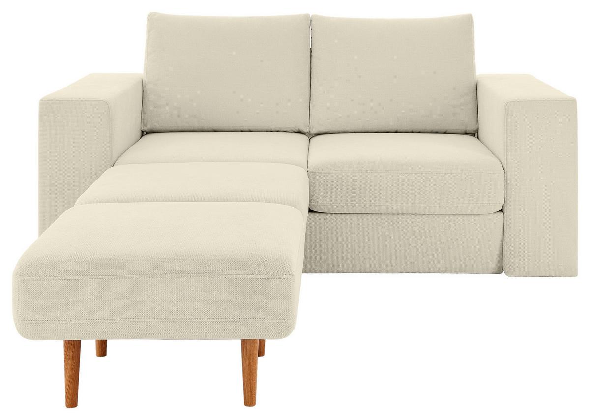 2,5-Sitzer-Sofa Looks Mit Hocker In Creme Beine Eiche - Eichefarben/Creme, Design, Textil (192/96/107cm) - LOOKS by W.Joop